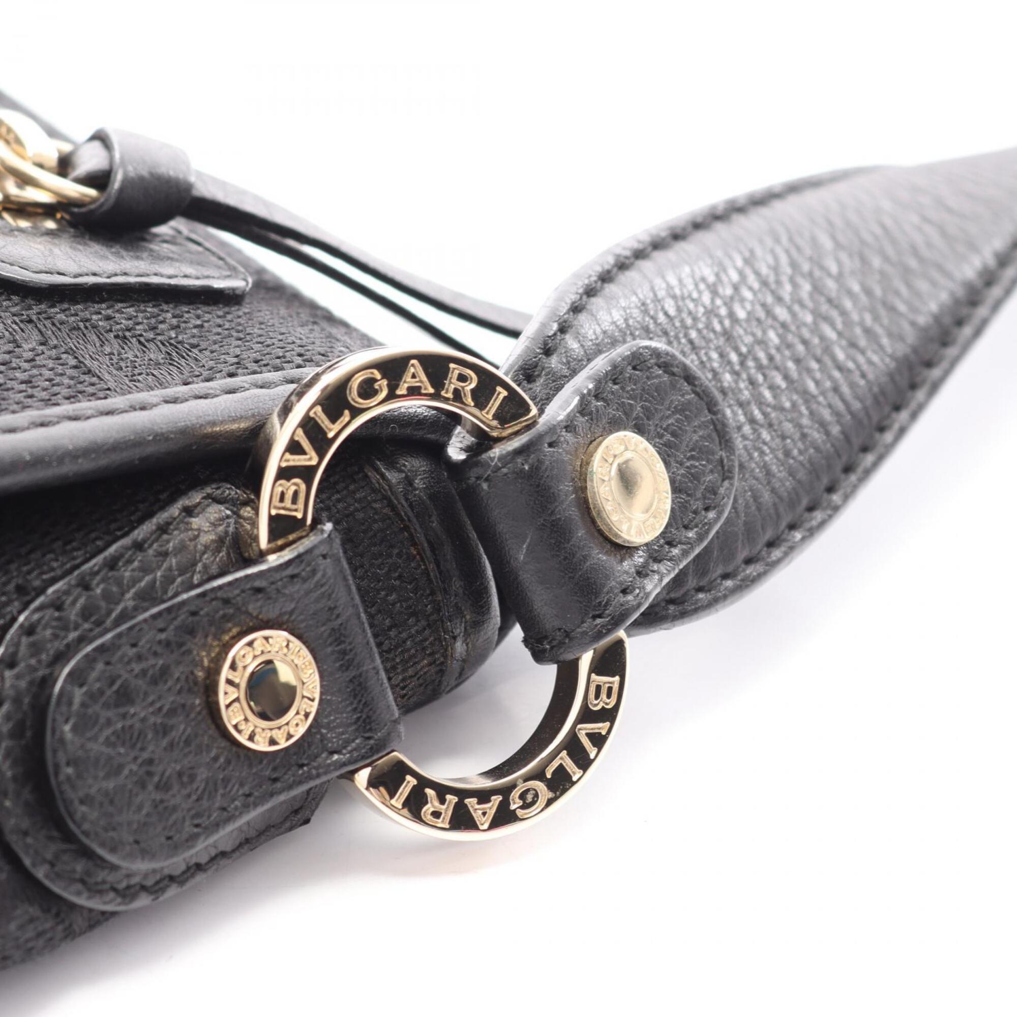 Bvlgari Black Canvas Leather Handbag Shoulder Bag (Pre-Owned)