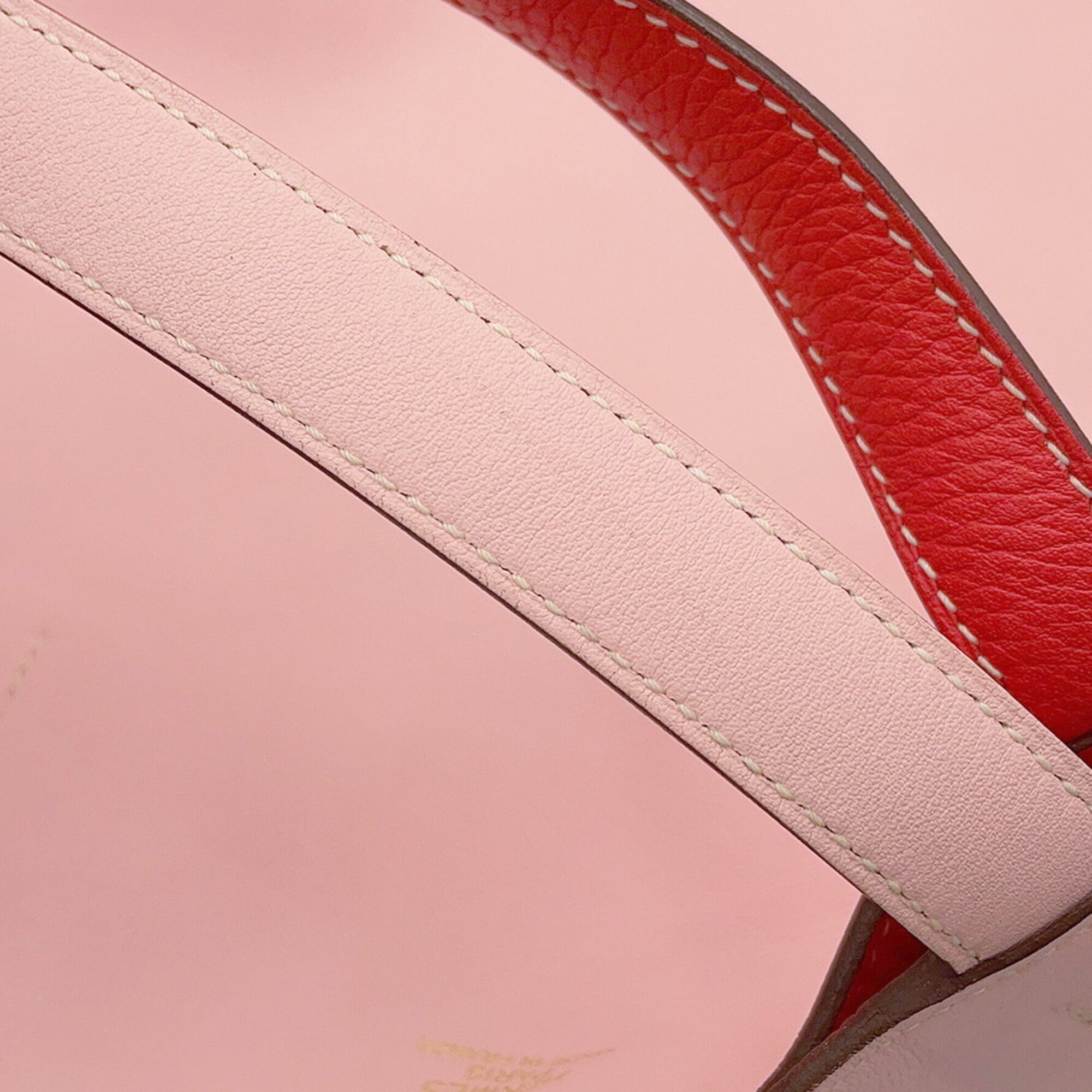 Hermes Kara Rose Sakura Taurillon Clemence Leather Handbag (Pre-Owned)