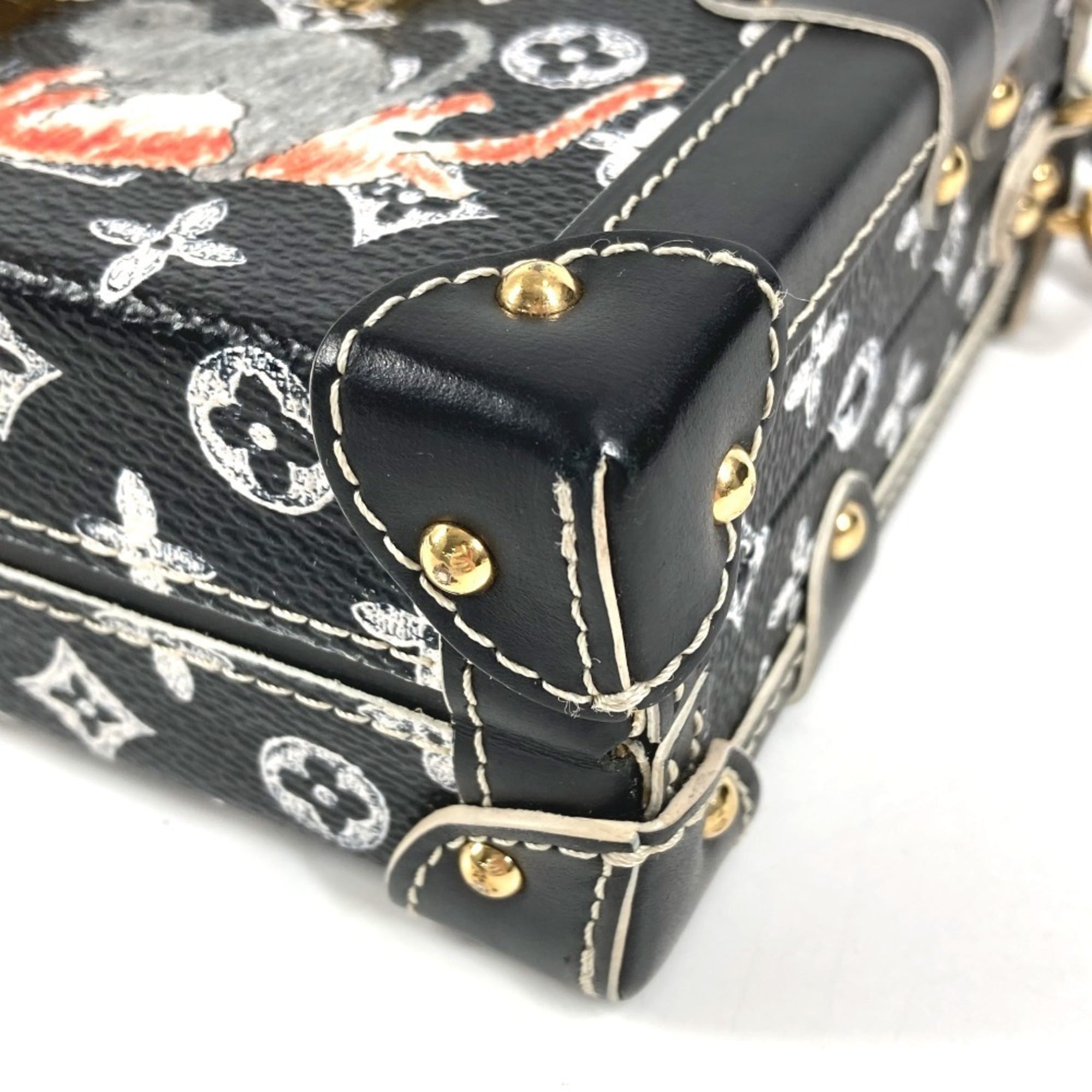 Louis Vuitton Monogram Black Leather Clutch Bag Shoulder Bag (Pre-Owned)