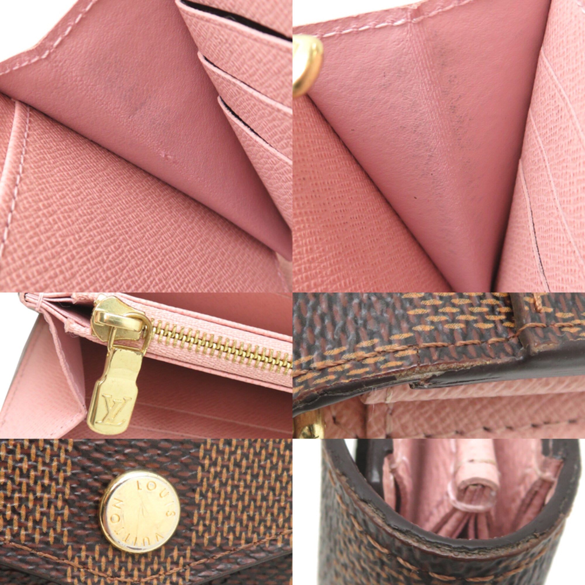 Louis Vuitton Rose Ballerine Damier Canvas Long Wallet (Bi-Fold) (Pre-Owned)