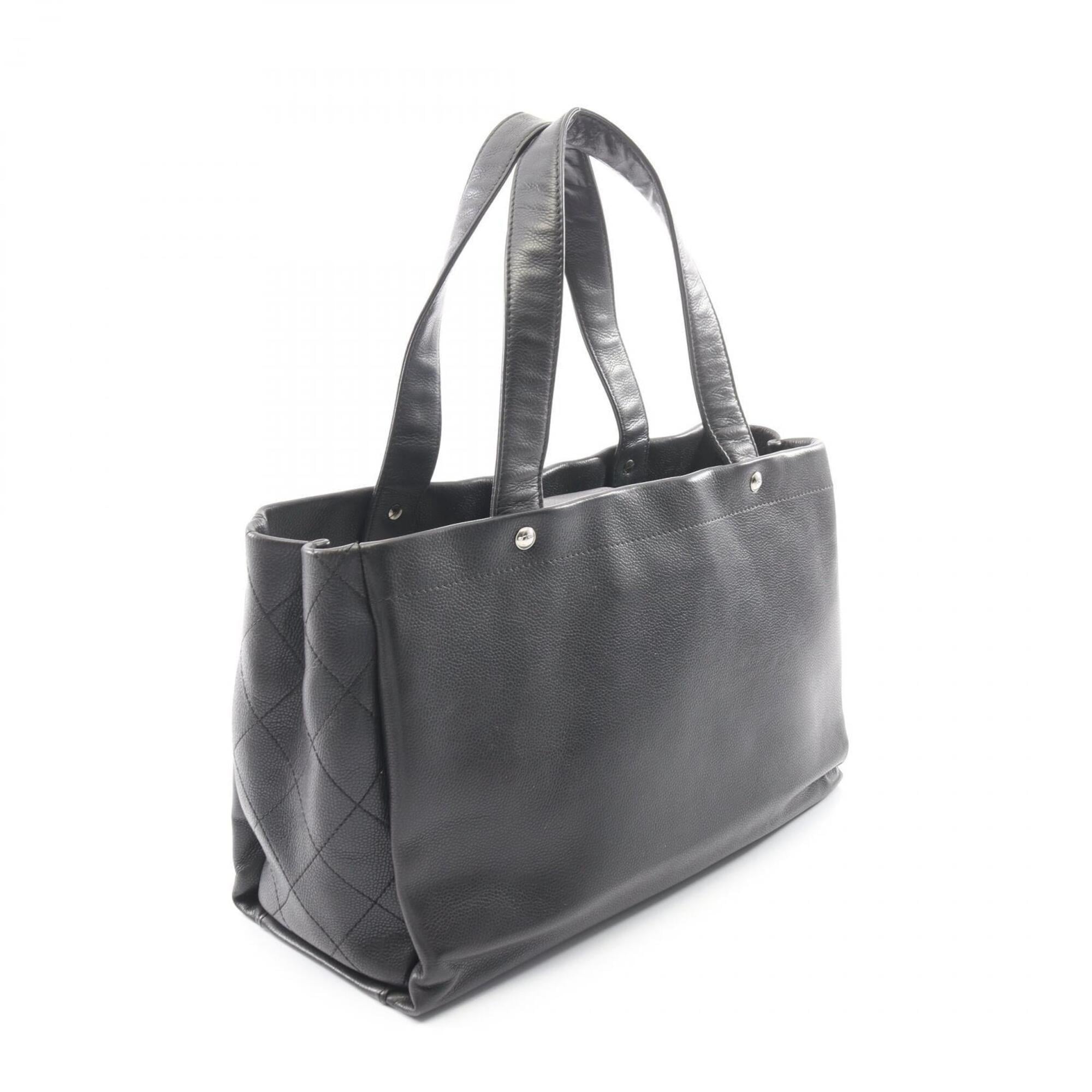 Chanel Black Grained Calfskin Handbag Pouch Tote Bag (Pre-Owned)