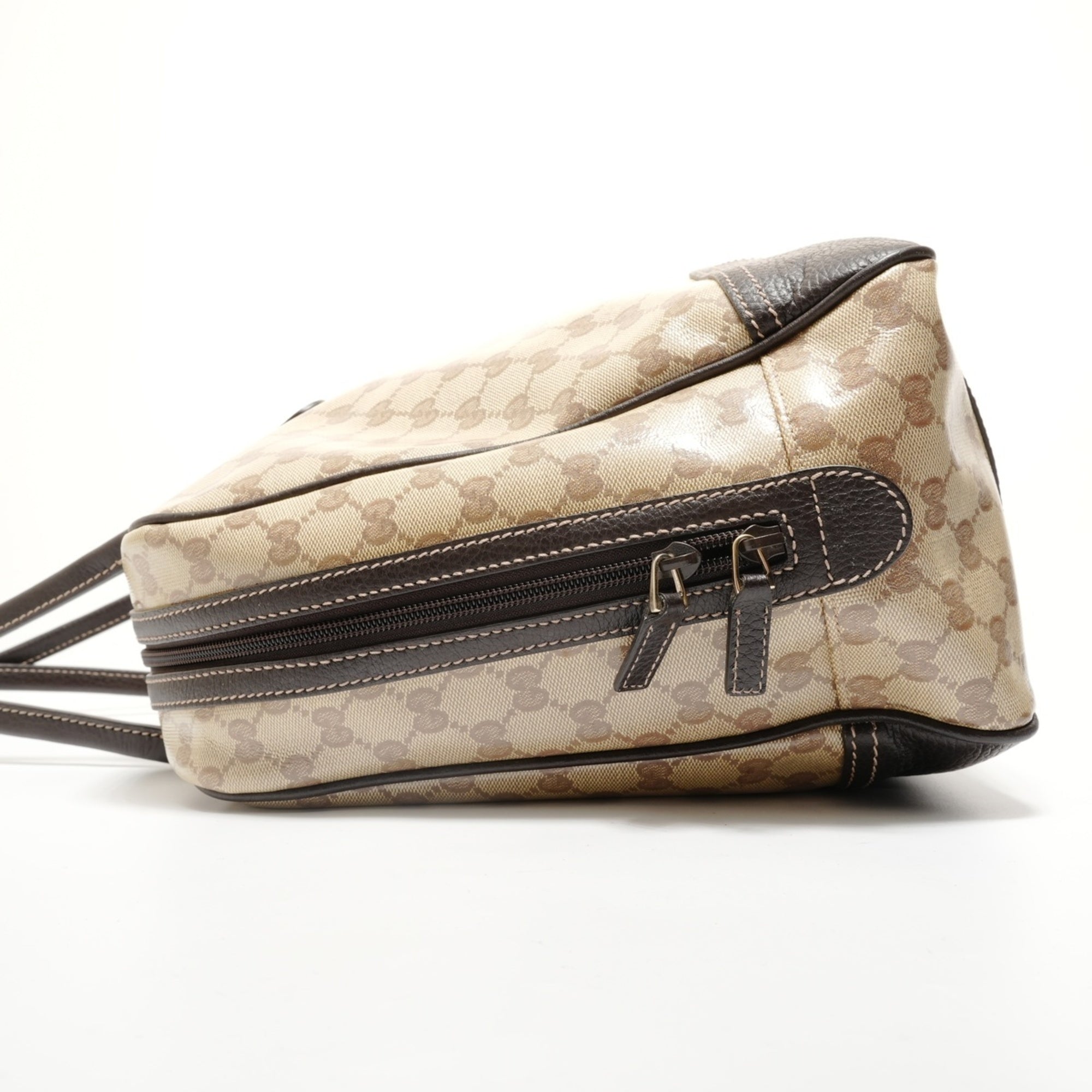 Gucci Sherry Line Beige Gg Crystal Boston Bag (Pre-Owned)