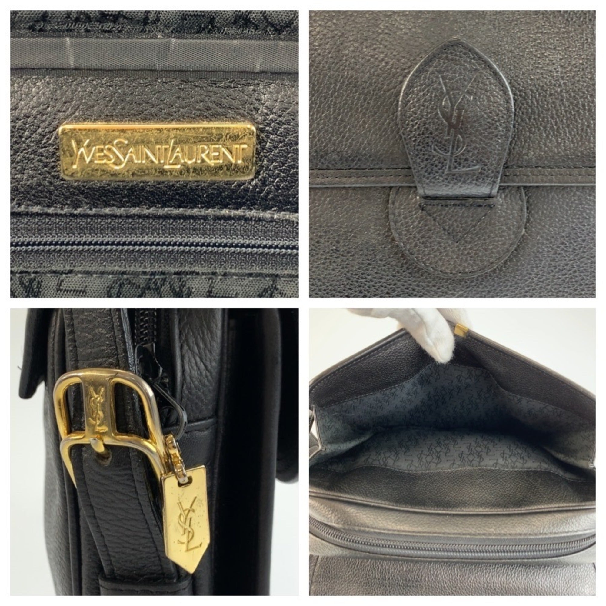 Yves Saint Laurent Black Leather Pochette Shoulder Bag (Pre-Owned)