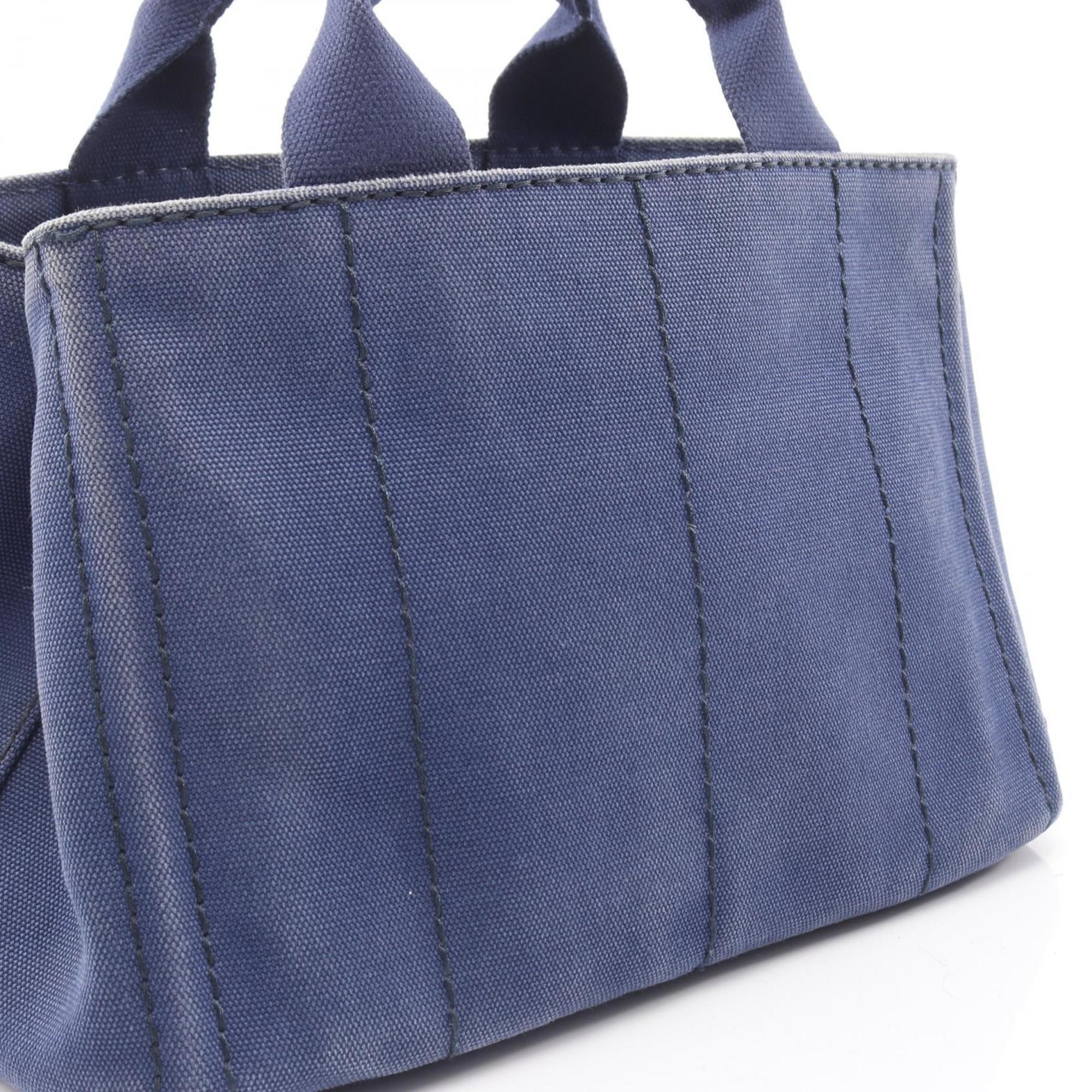 Prada Blue Canvas Handbag Tote Bag (Pre-Owned)