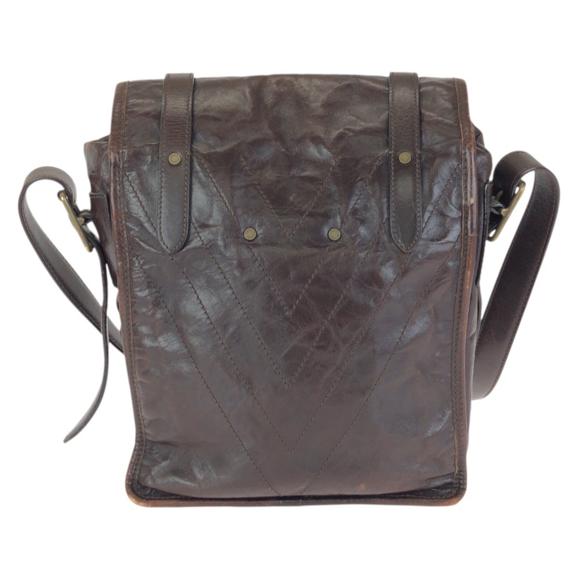 Louis Vuitton Brown Leather Messenger Bag Shoulder Bag (Pre-Owned)