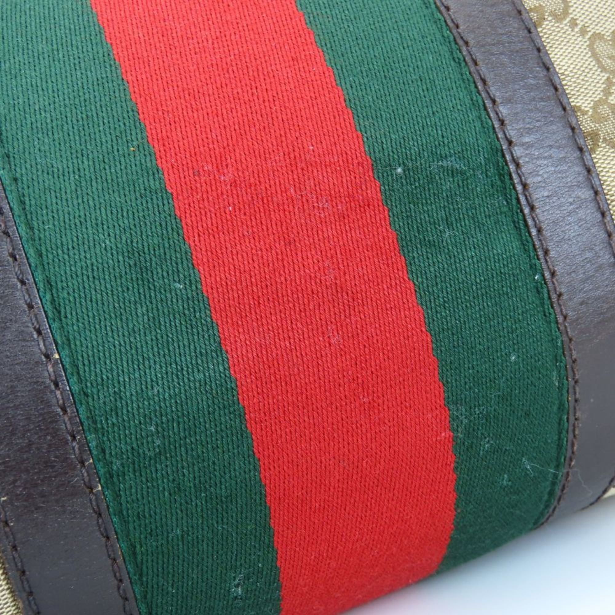 Gucci Beige Dark Brown Gg Canvas Handbag (Pre-Owned)