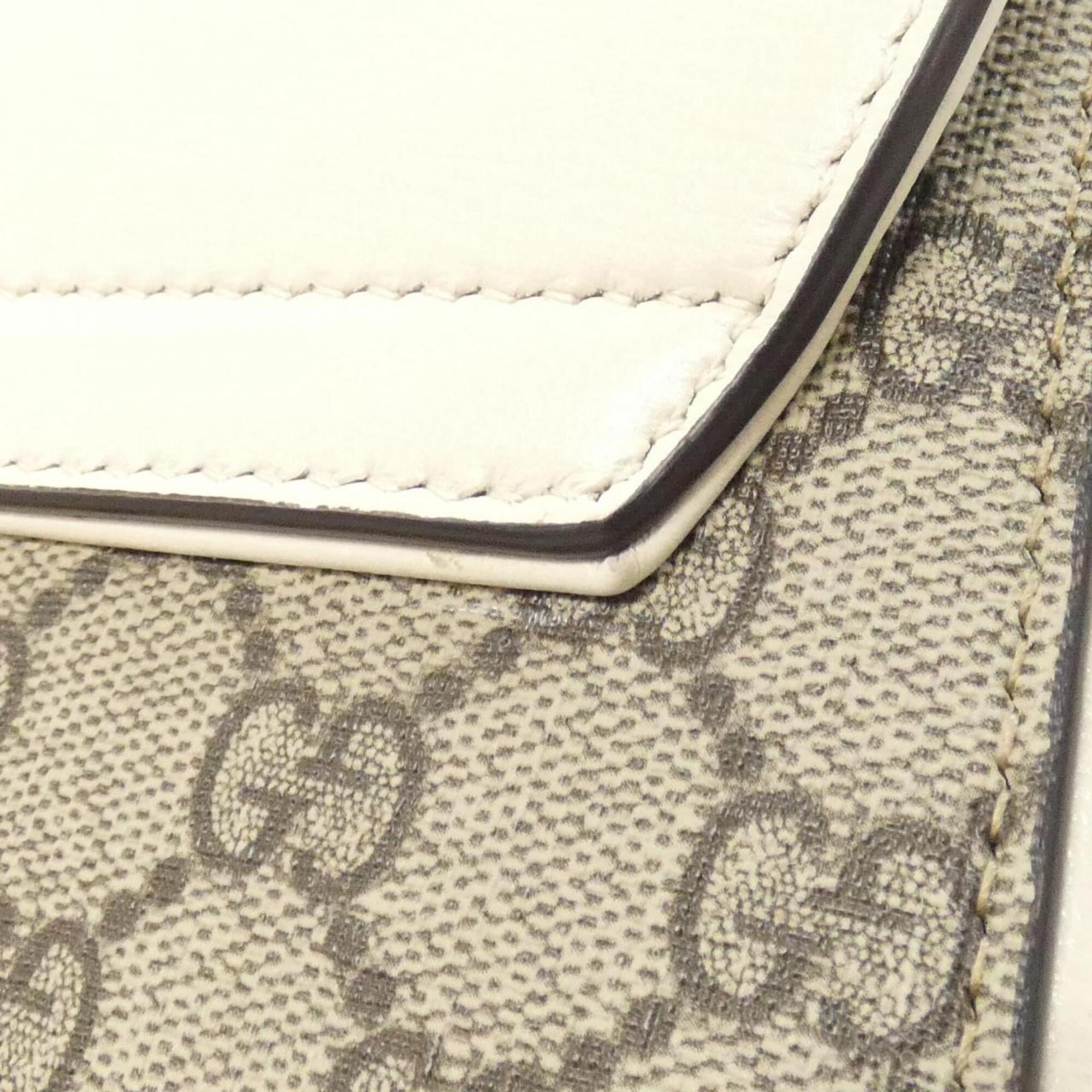 Gucci Beige White Gg Supreme Canvas Leather Handbag (Pre-Owned)