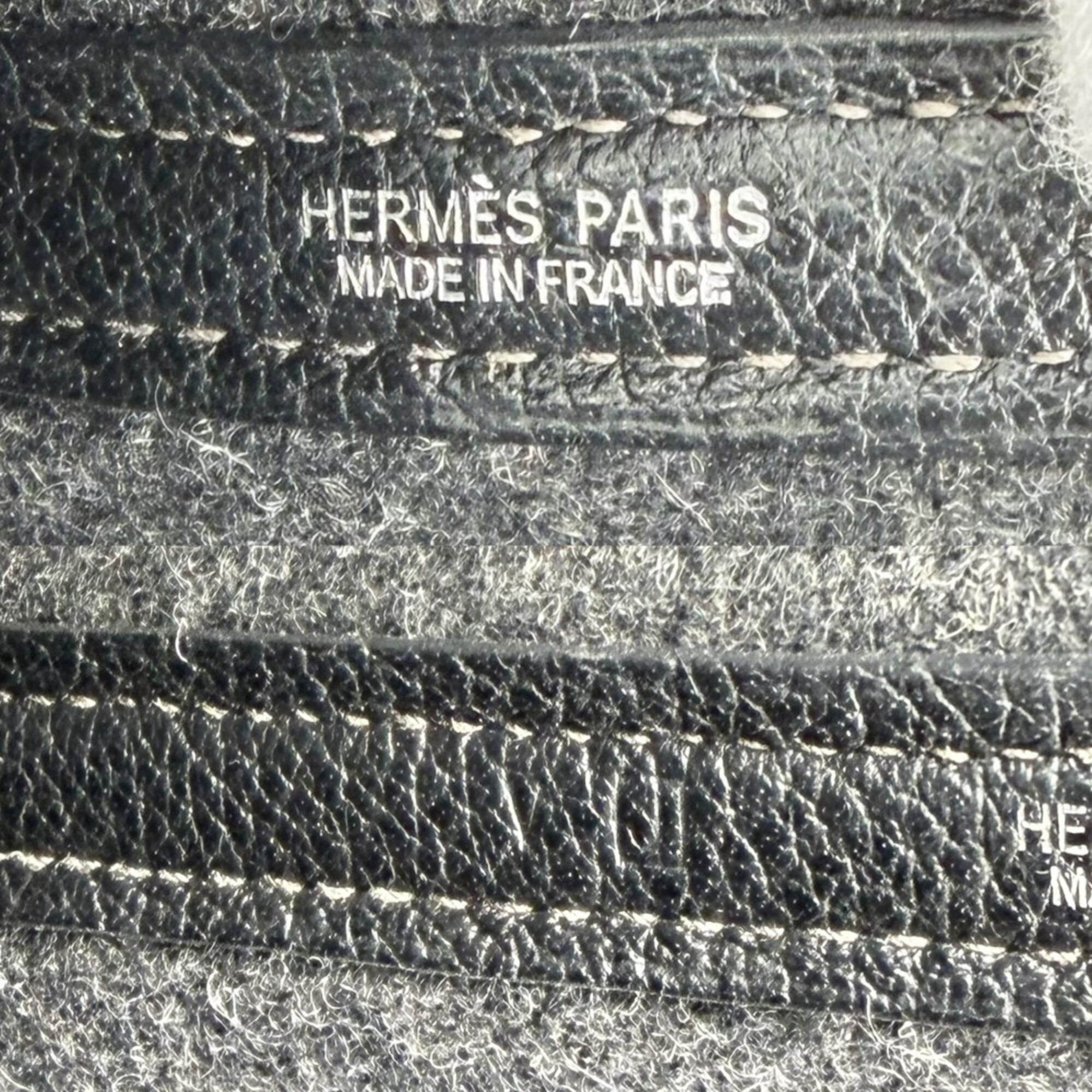 Hermes Black Felt Leather Handbag Tote Bag (Pre-Owned)