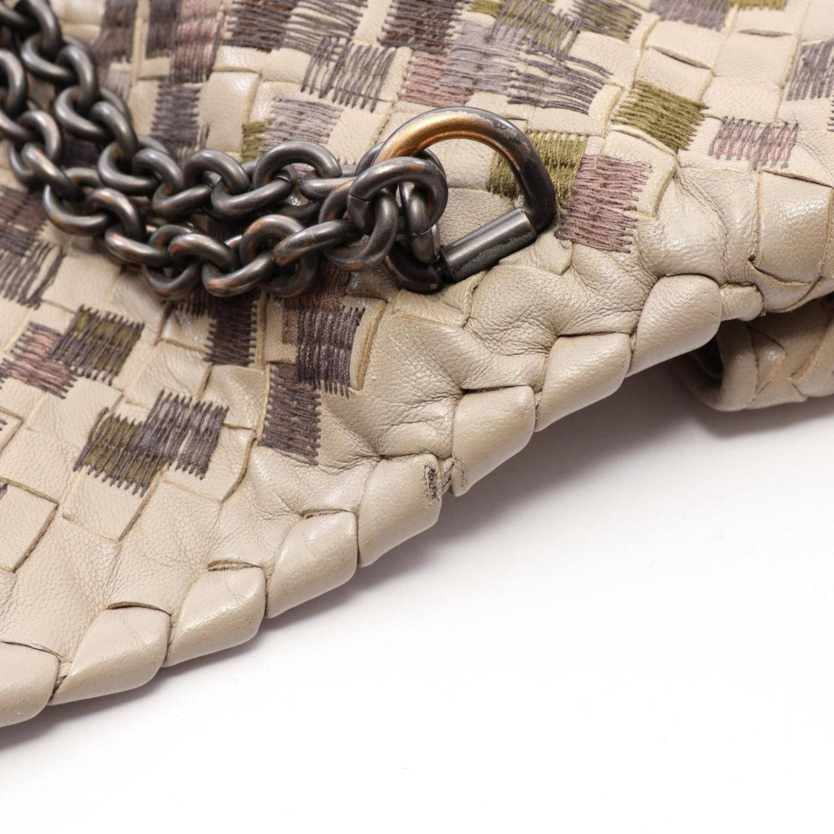 Bottega Veneta Gray Multi-Color Leather Handbag Shoulder Bag (Pre-Owned)