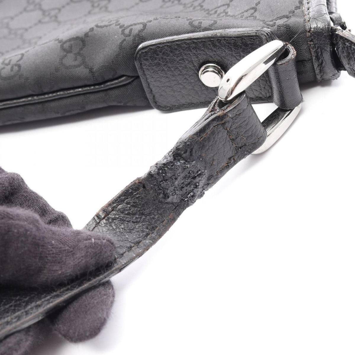Gucci Black Nylon Leather Shoulder Bag (Pre-Owned)