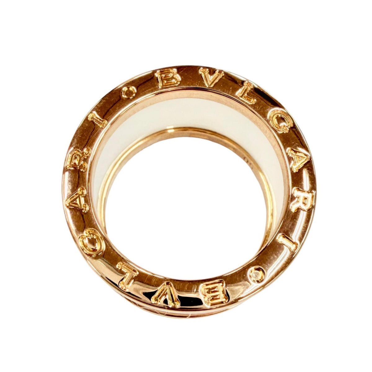 Bvlgari Pink Gold White Pink Gold (18K) Ceramic Band Ring (Pre-Owned)