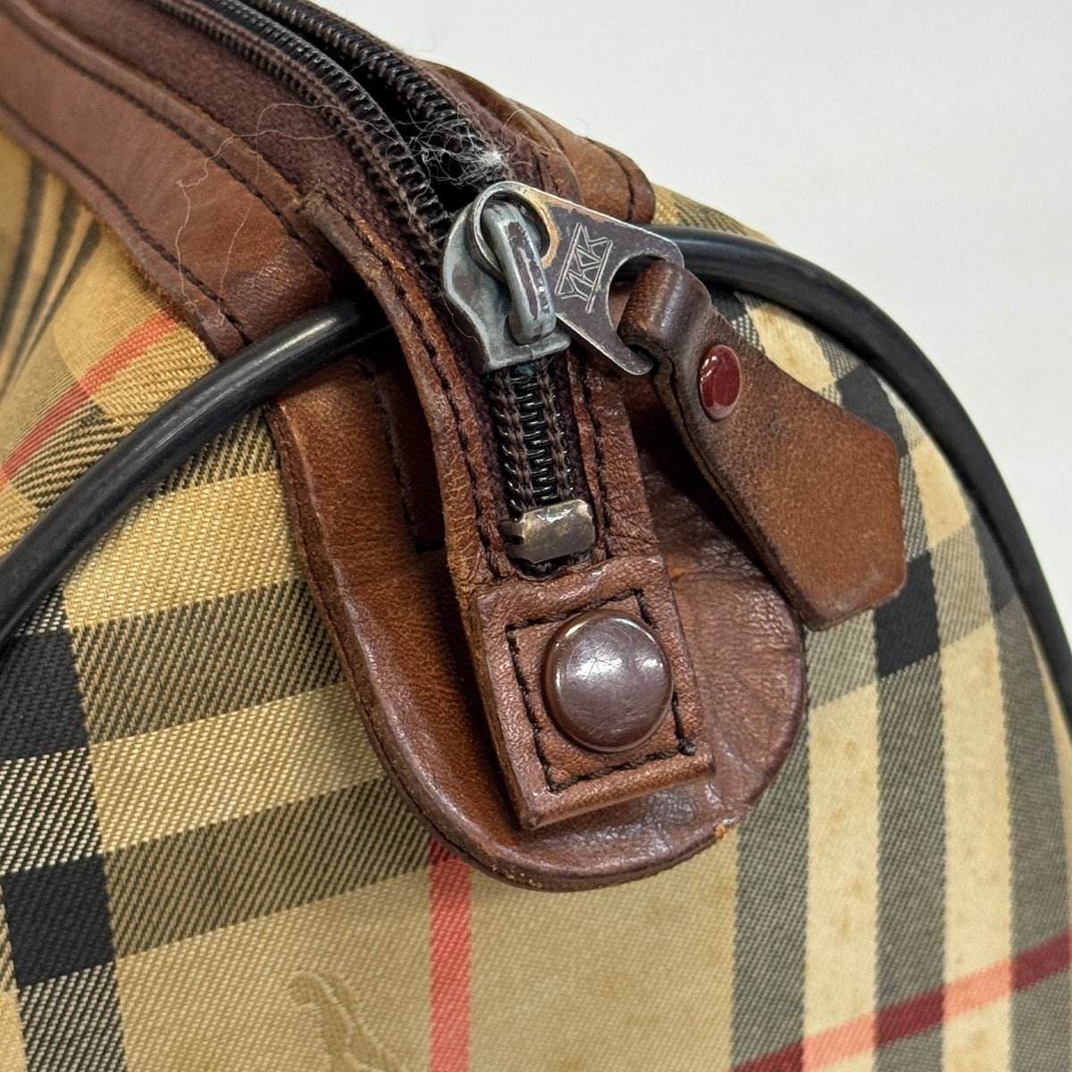 Burberry Brown Canvas Boston Bag Handbag (Pre-Owned)