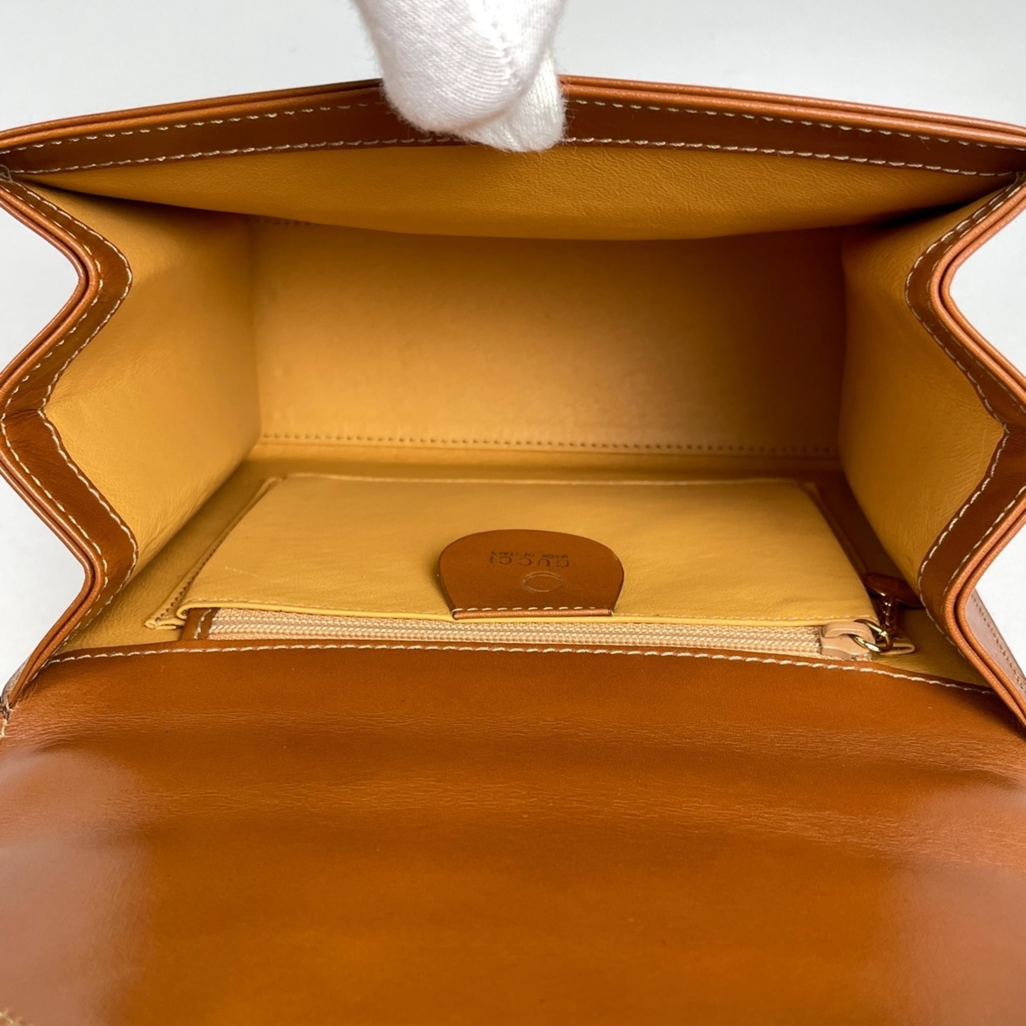 Gucci Brown Leather Handbag Shoulder Bag (Pre-Owned)