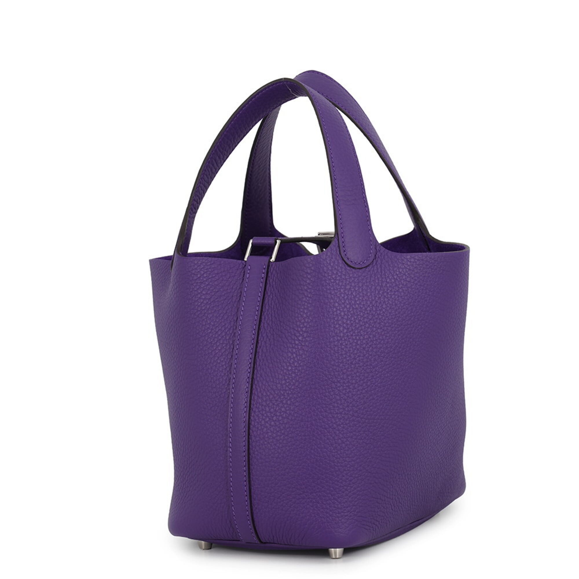 Hermes Purple Taurillon Clemence Leather Handbag Tote Bag