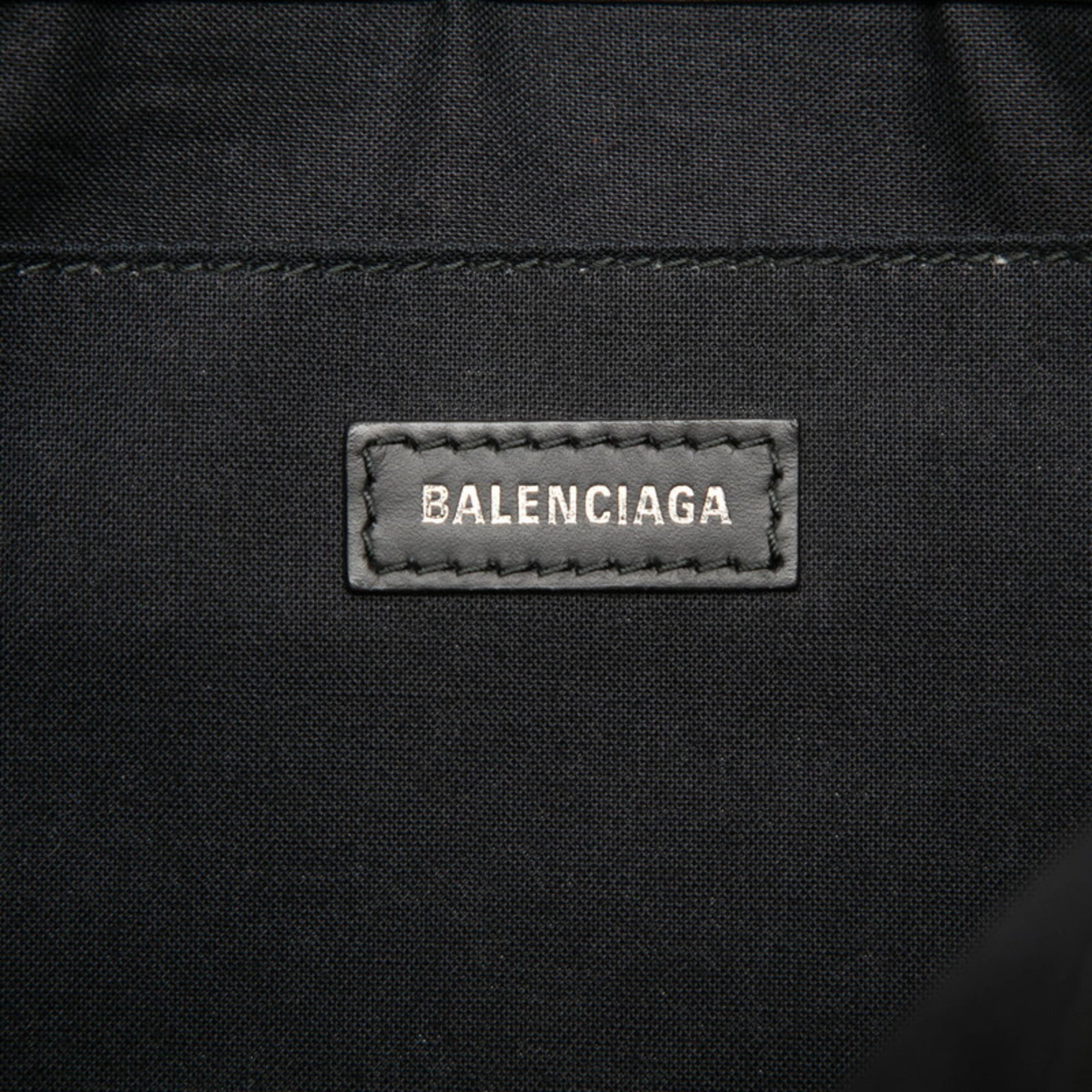 Balenciaga Beige Black Canvas Leather Clutch Bag (Pre-Owned)