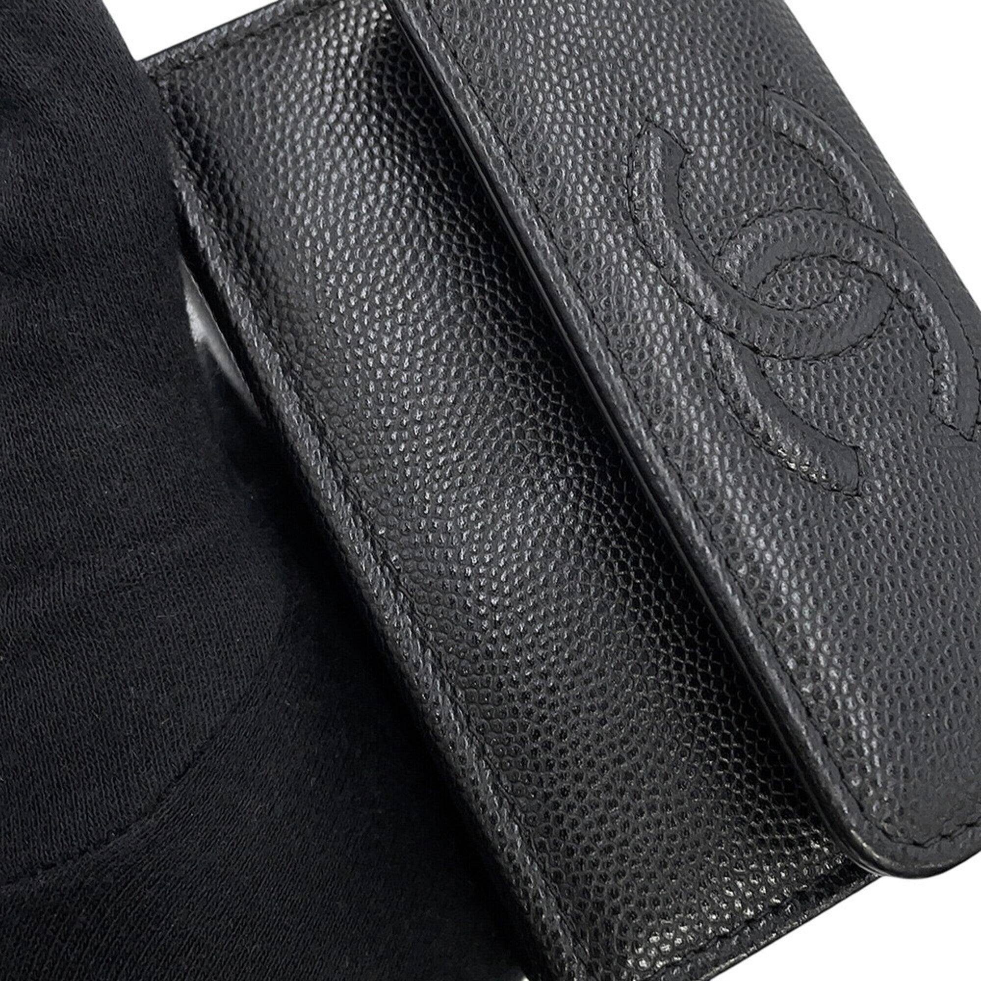 Chanel Black Grained Calfskin Wallet (Tri-Fold) (Pre-Owned)