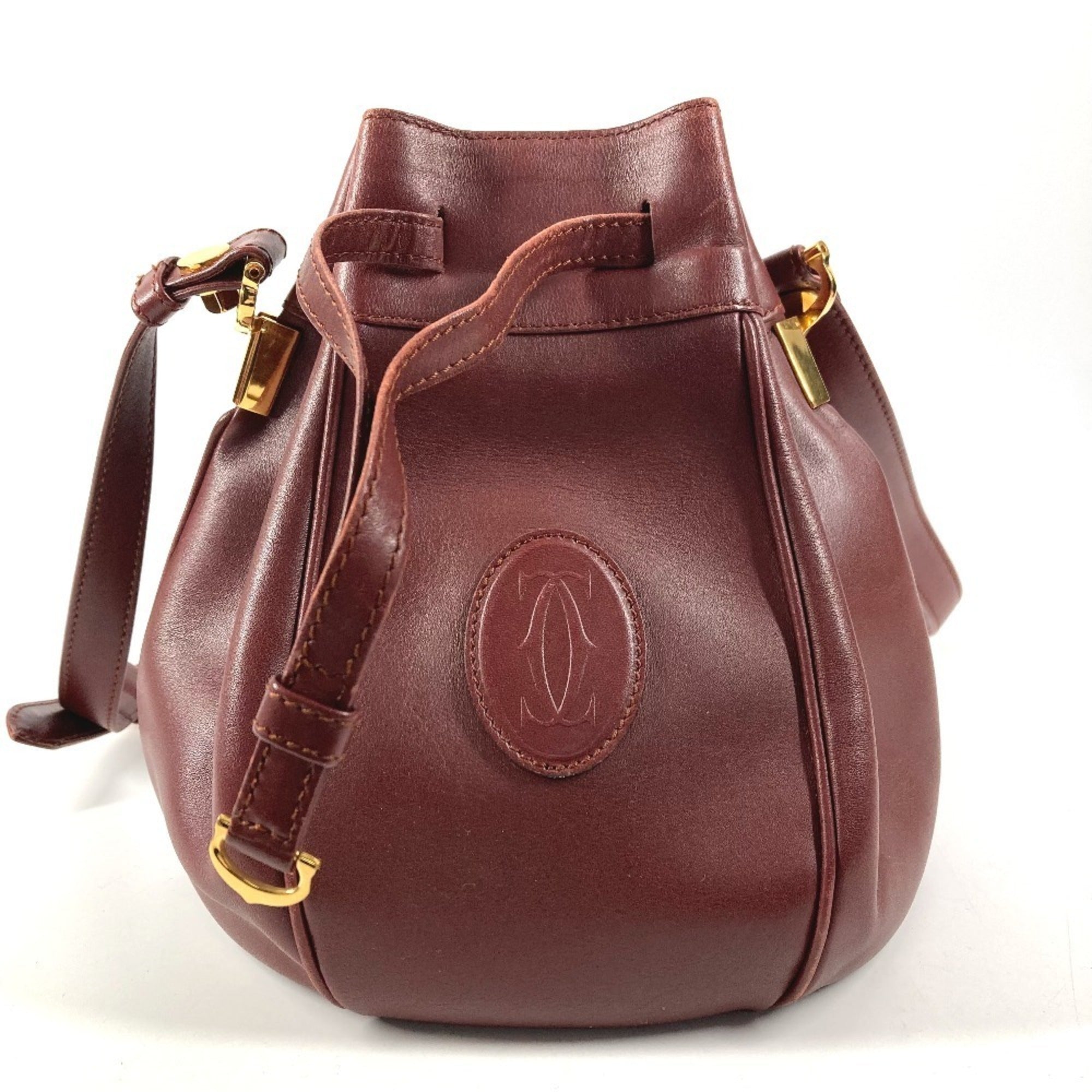 Cartier Must Wine Red Leather Shoulder Bag (Pre-Owned)