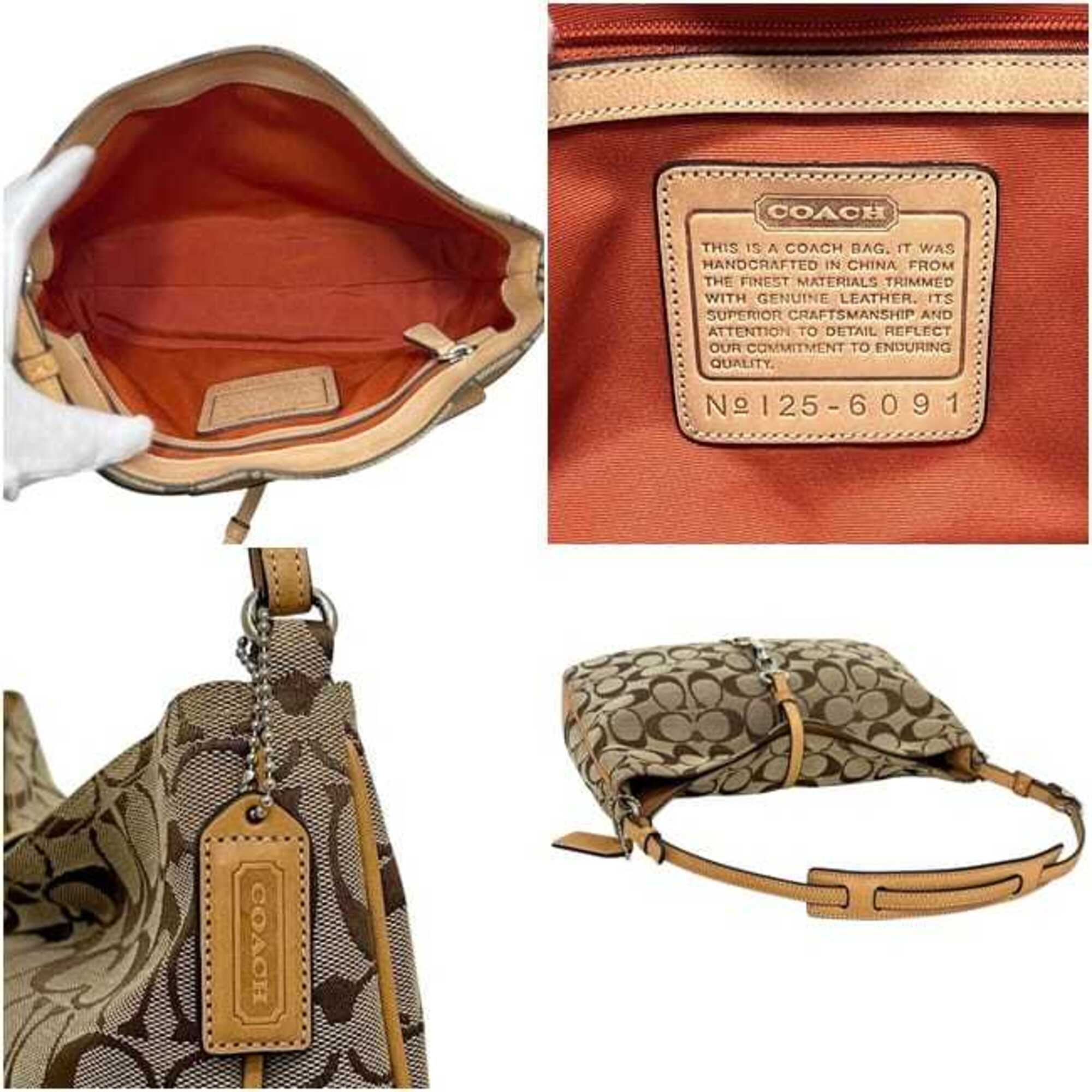 Coach Beige Canvas Leather Handbag (Pre-Owned)