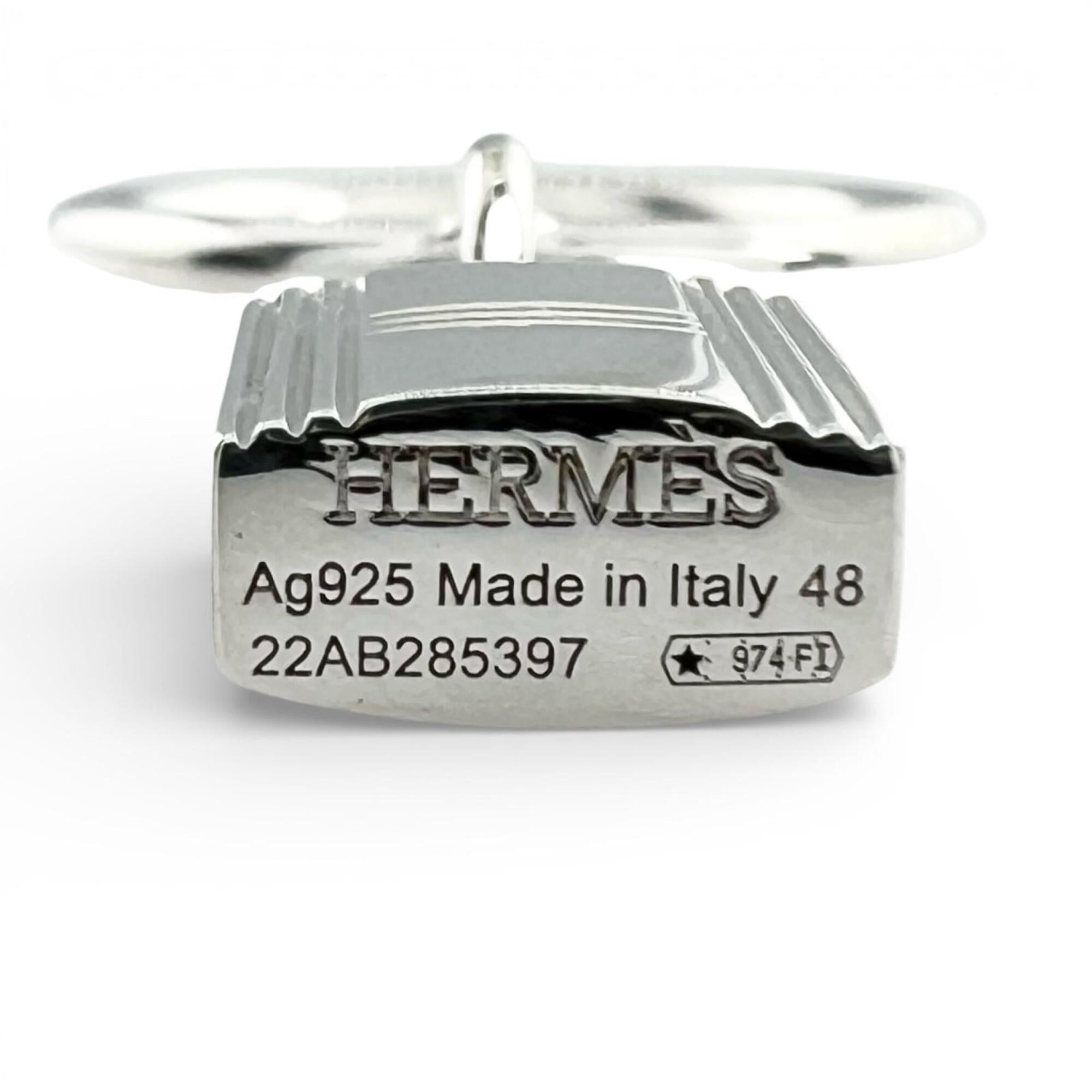 Hermes Silver Silver 925 Band Ring (Pre-Owned)
