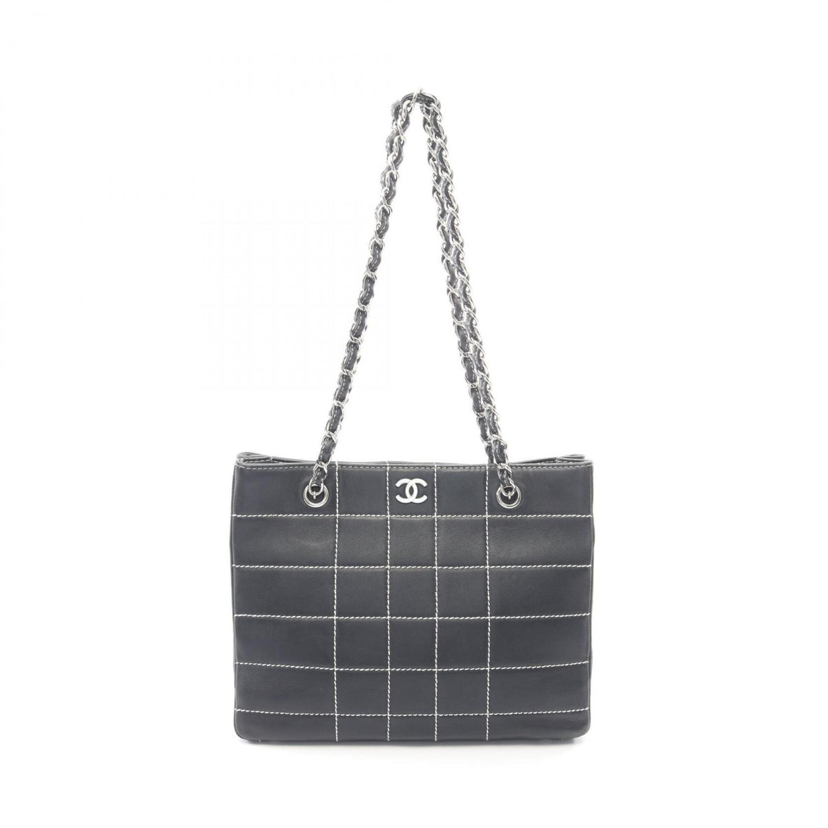 Chanel Navy Leather Handbag Tote Bag (Pre-Owned)