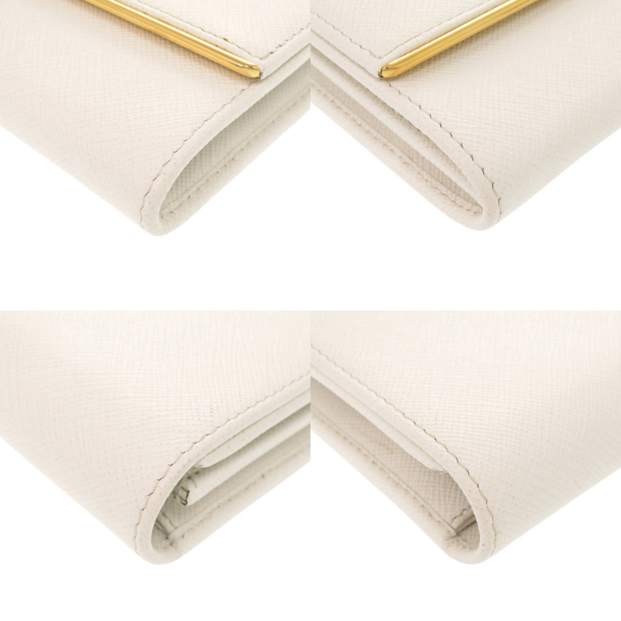 Prada White Leather Long Wallet (Bi-Fold) (Pre-Owned)