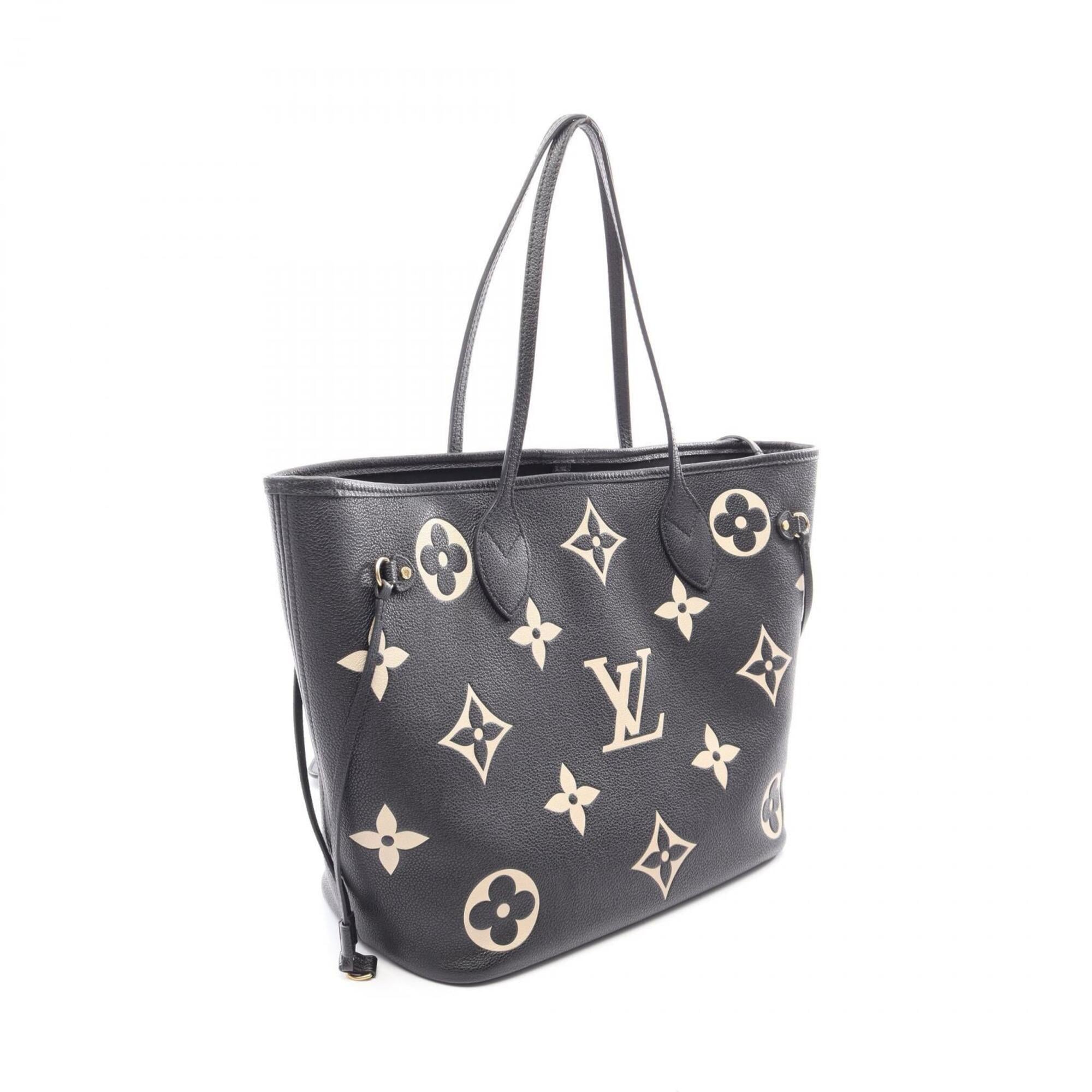 Louis Vuitton Beige Black Leather Handbag Pouch Tote Bag (Pre-Owned)