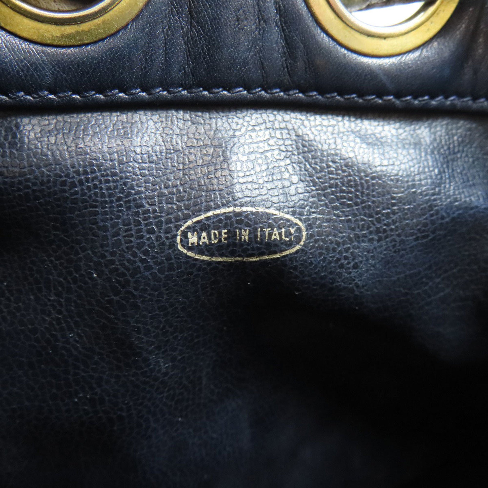 Chanel Navy Leather Pouch Shoulder Bag (Pre-Owned)