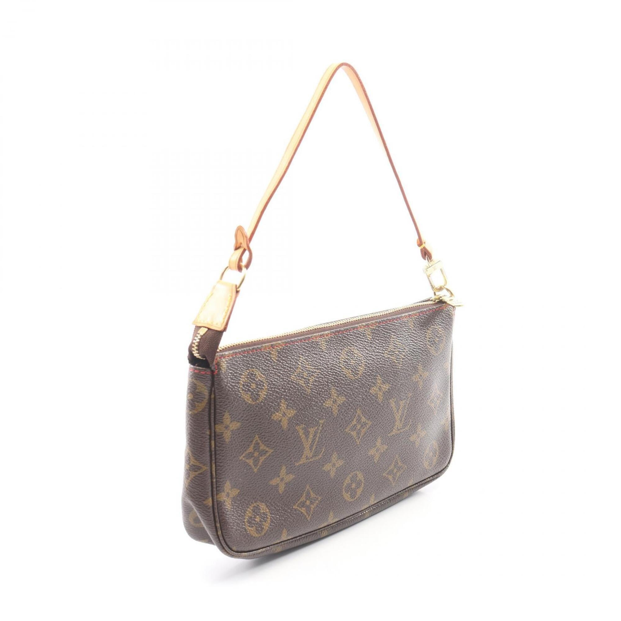 Louis Vuitton Brown Monogram Cherry Red Color Coated Canvas Leather Handbag Pochette (Pre-Owned)
