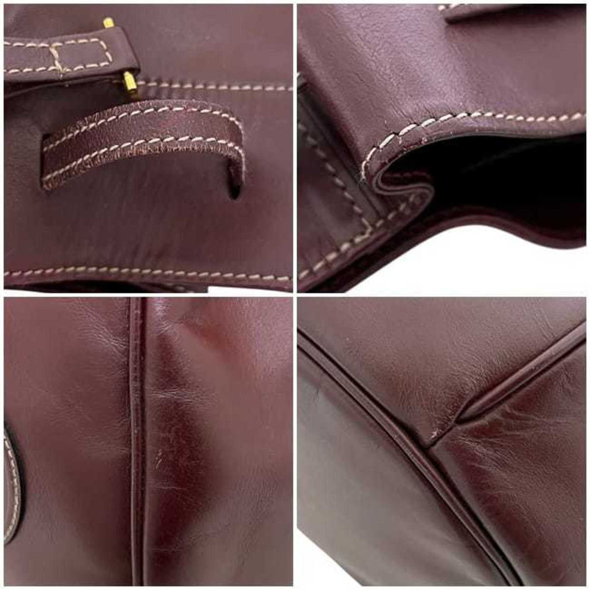 Cartier Bordeaux Wine Red Leather Shoulder Bag (Pre-Owned)