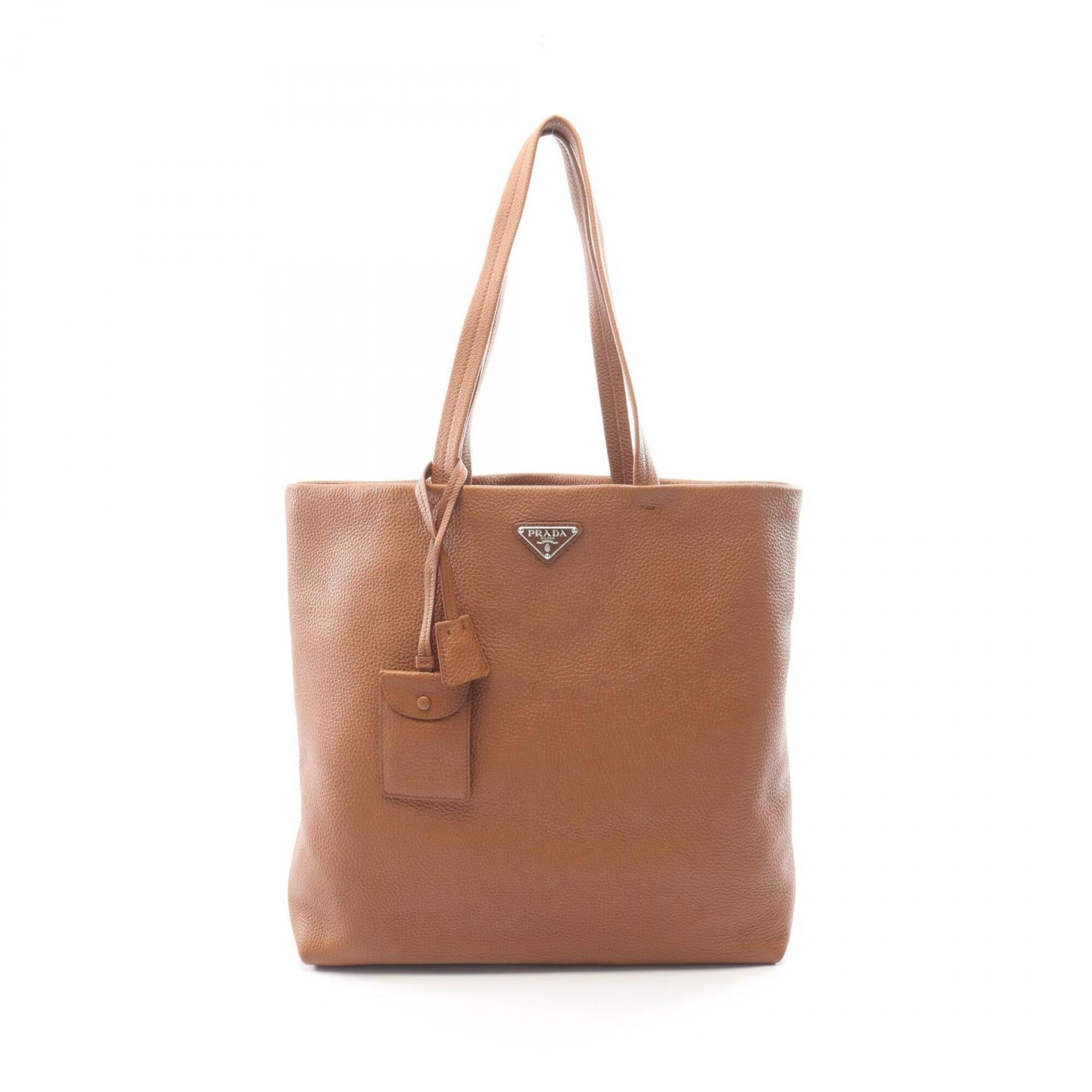 Prada Brown Leather Handbag Tote Bag (Pre-Owned)