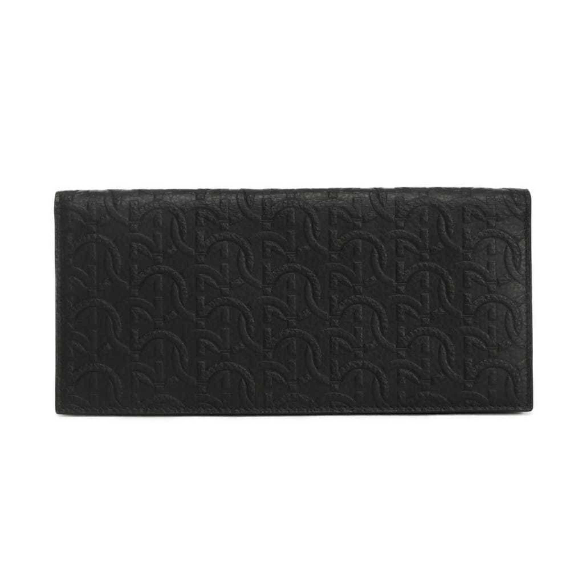 Salvatore Ferragamo Gancini Black Leather Long Wallet (Bi-Fold) (Pre-Owned)