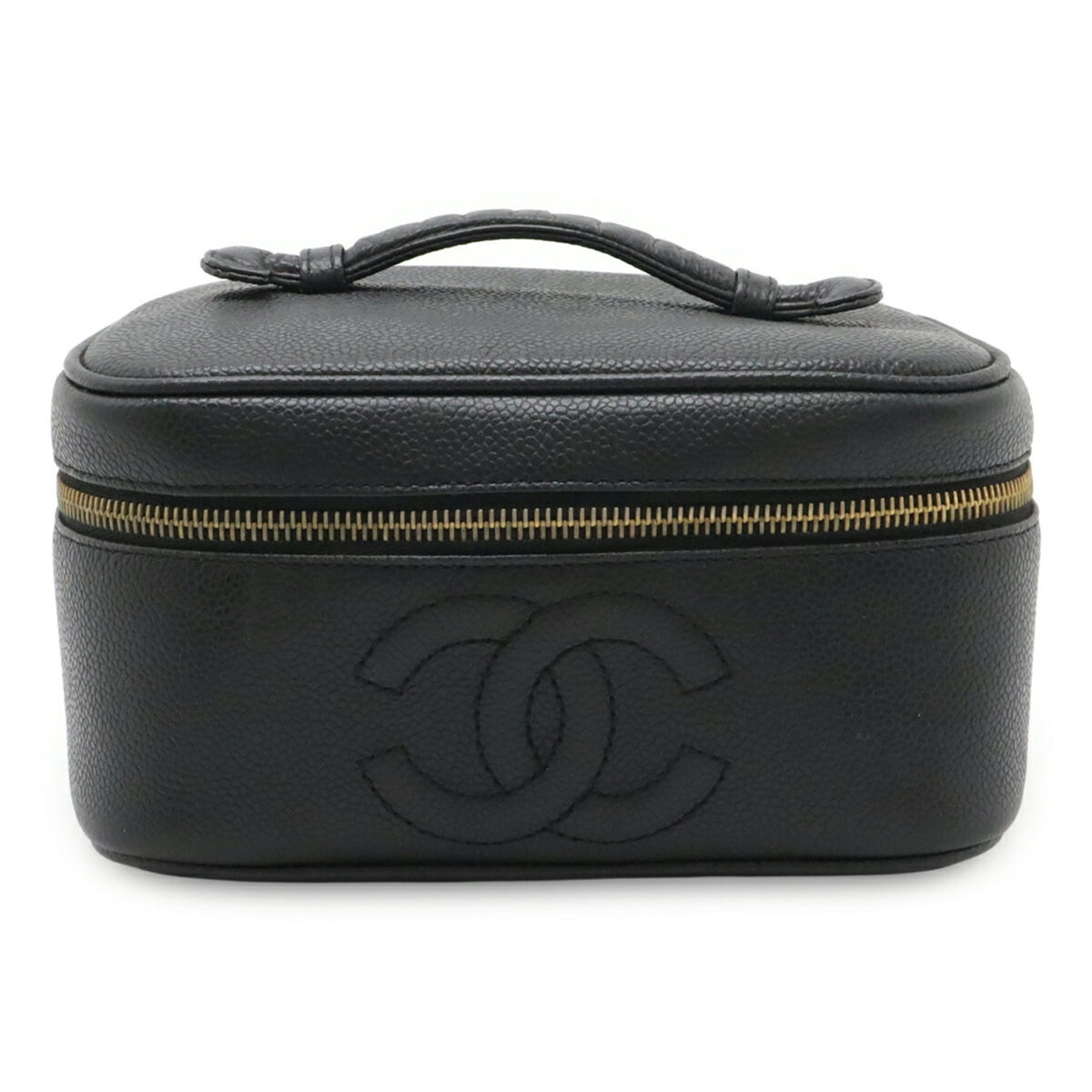 Chanel Black Grained Calfskin Handbag Pouch Vanity Bag (Pre-Owned)