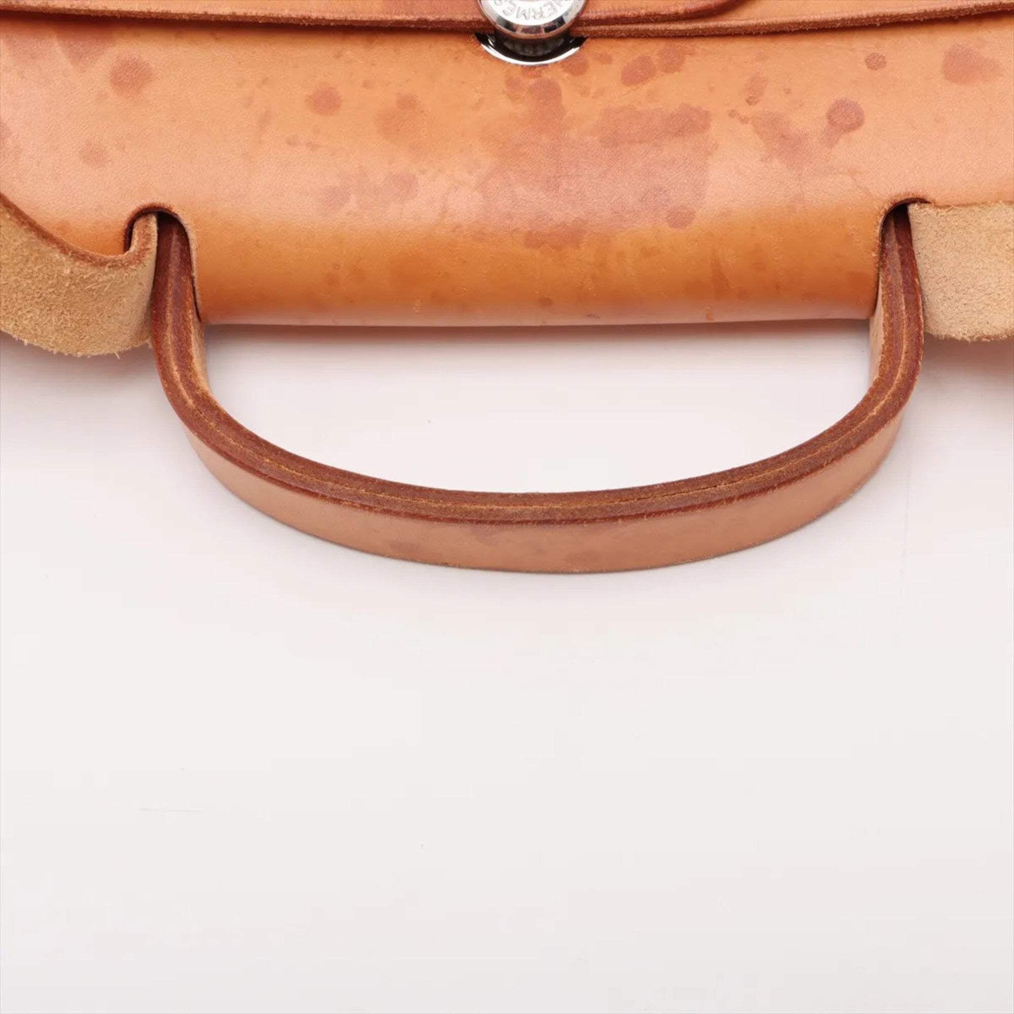 Hermes Beige Canvas Leather Shoulder Bag Tote Bag (Pre-Owned)