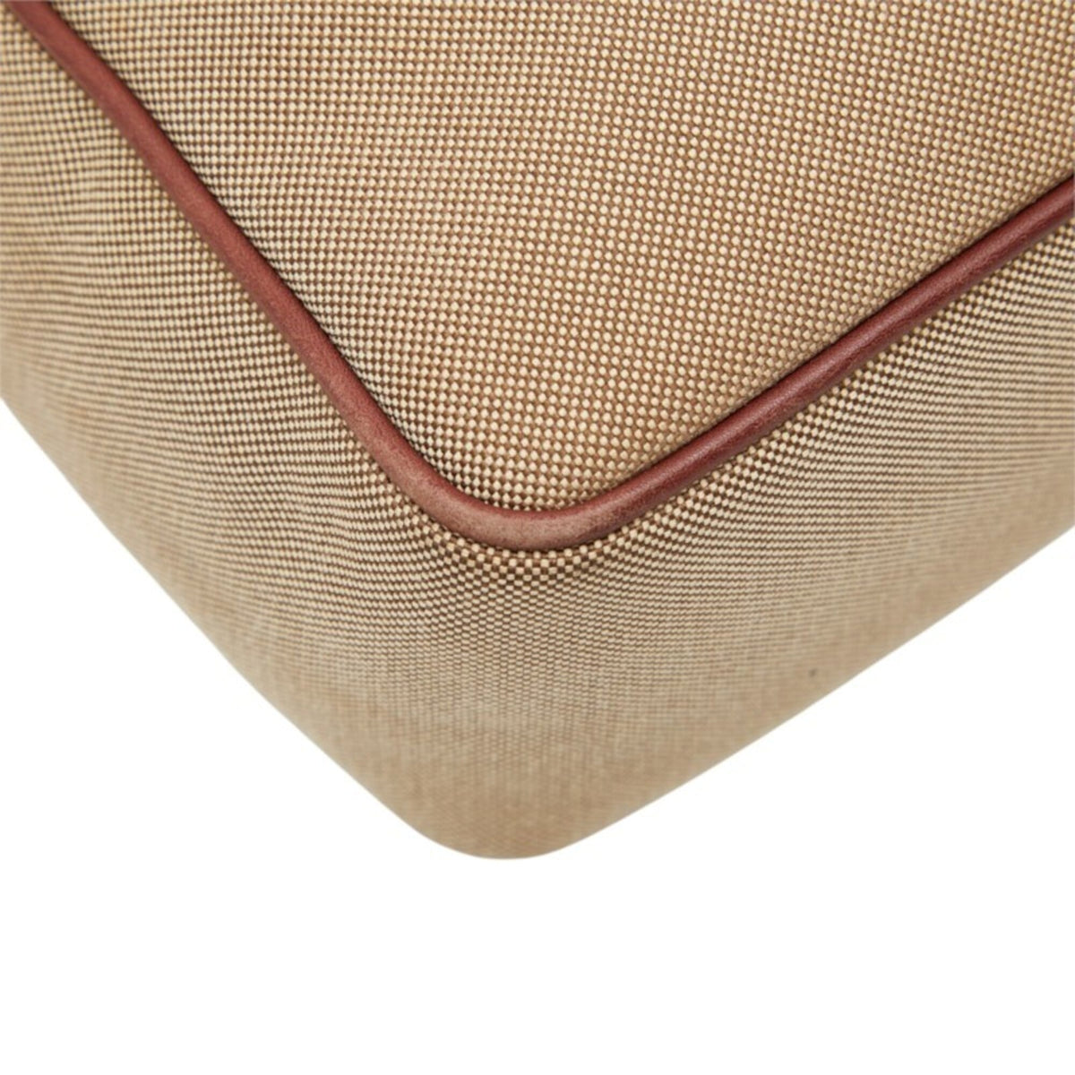 Prada Beige Brown Canvas Leather Shoulder Bag (Pre-Owned)