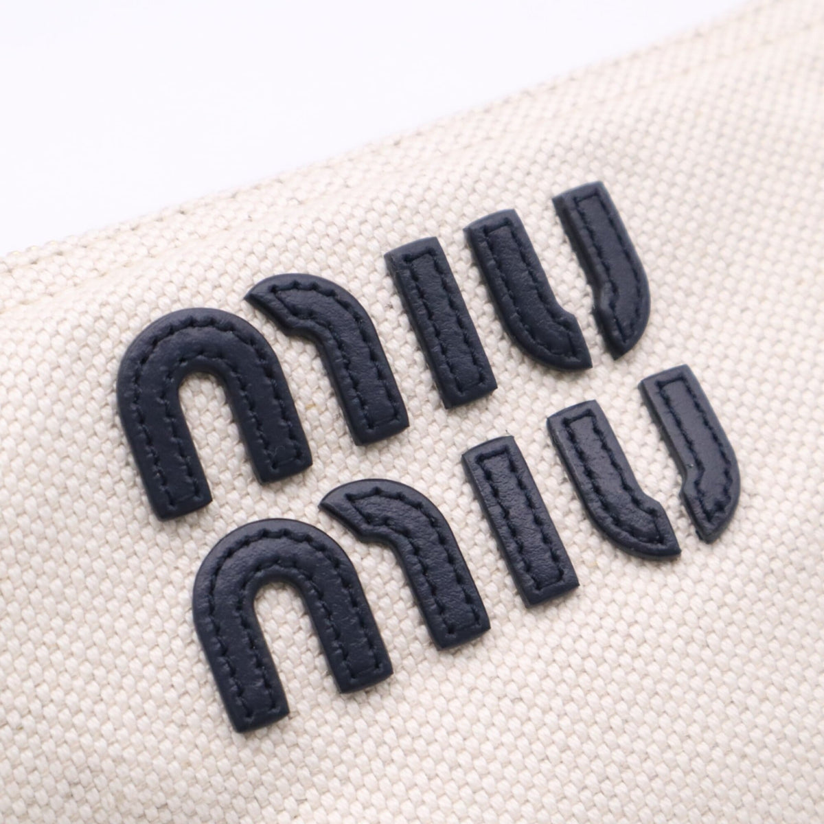Miu Miu Black White Cotton Linen Pouch (Pre-Owned)