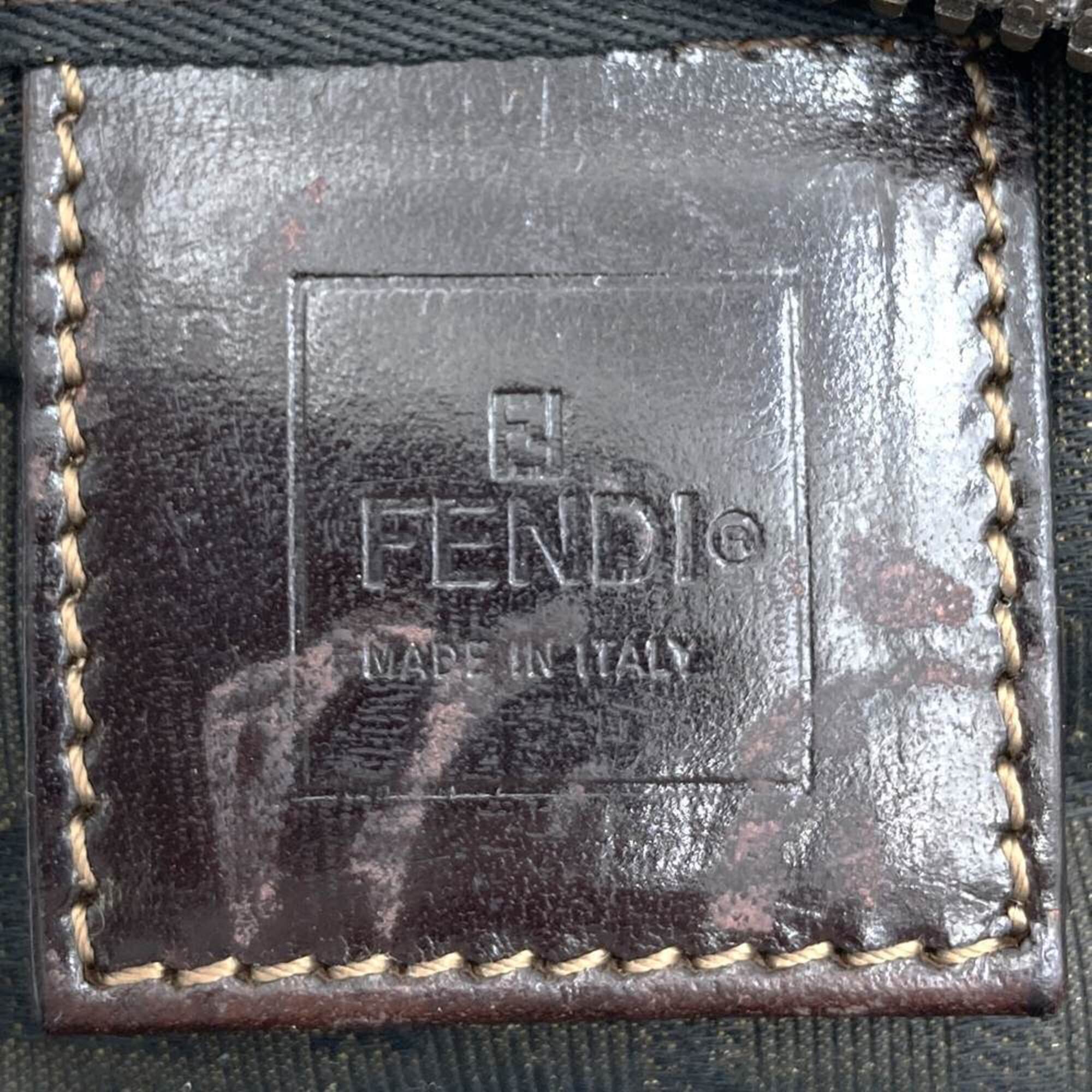 Fendi Brown Khaki Zucca Handbag Pouch (Pre-Owned)