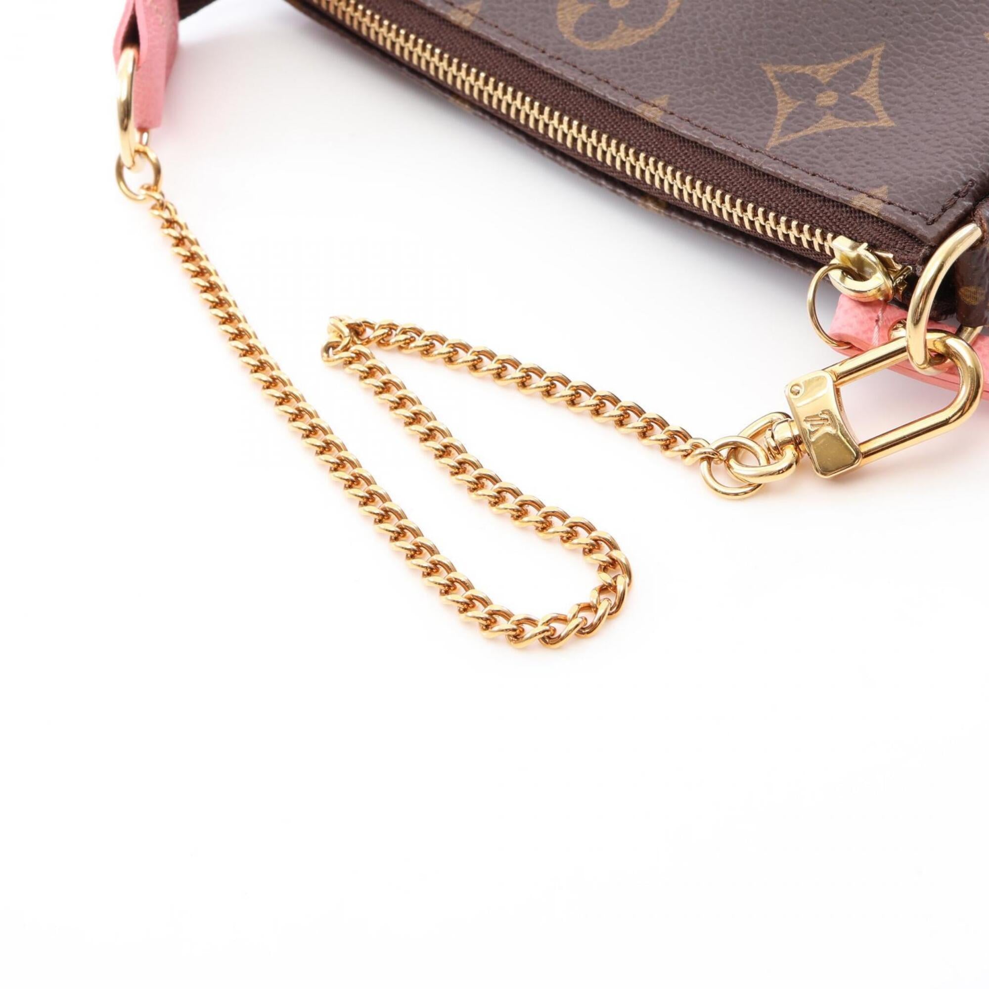 Louis Vuitton Brown Multi-Color Pink Coated Canvas Leather Handbag Pochette (Pre-Owned)