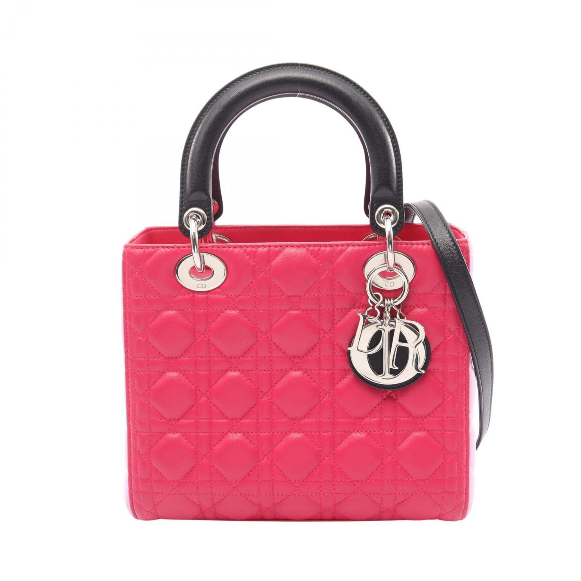 Christian Dior Black Pink Purple Leather Handbag (Pre-Owned)