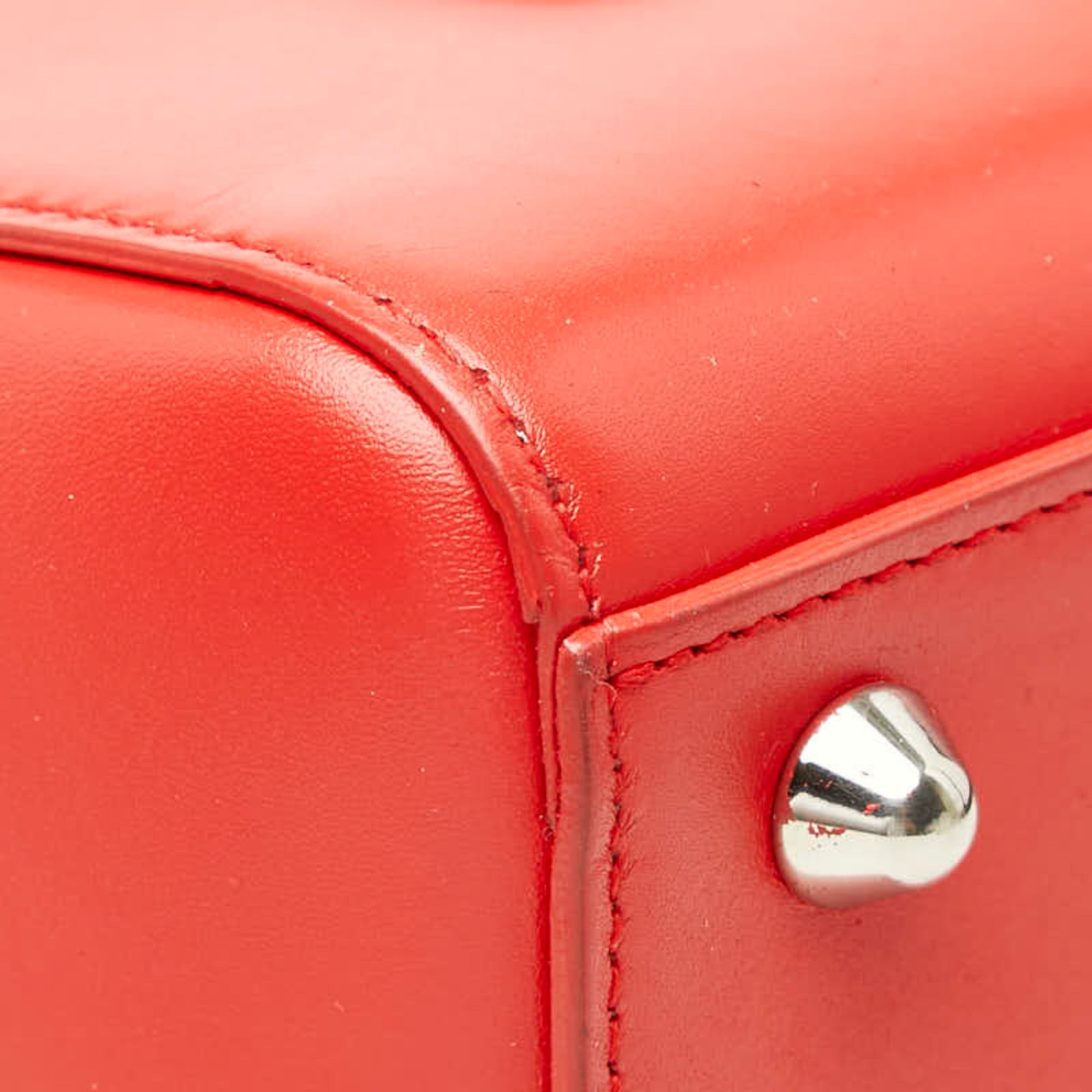 Christian Dior Red Color Leather Handbag Shoulder Bag (Pre-Owned)