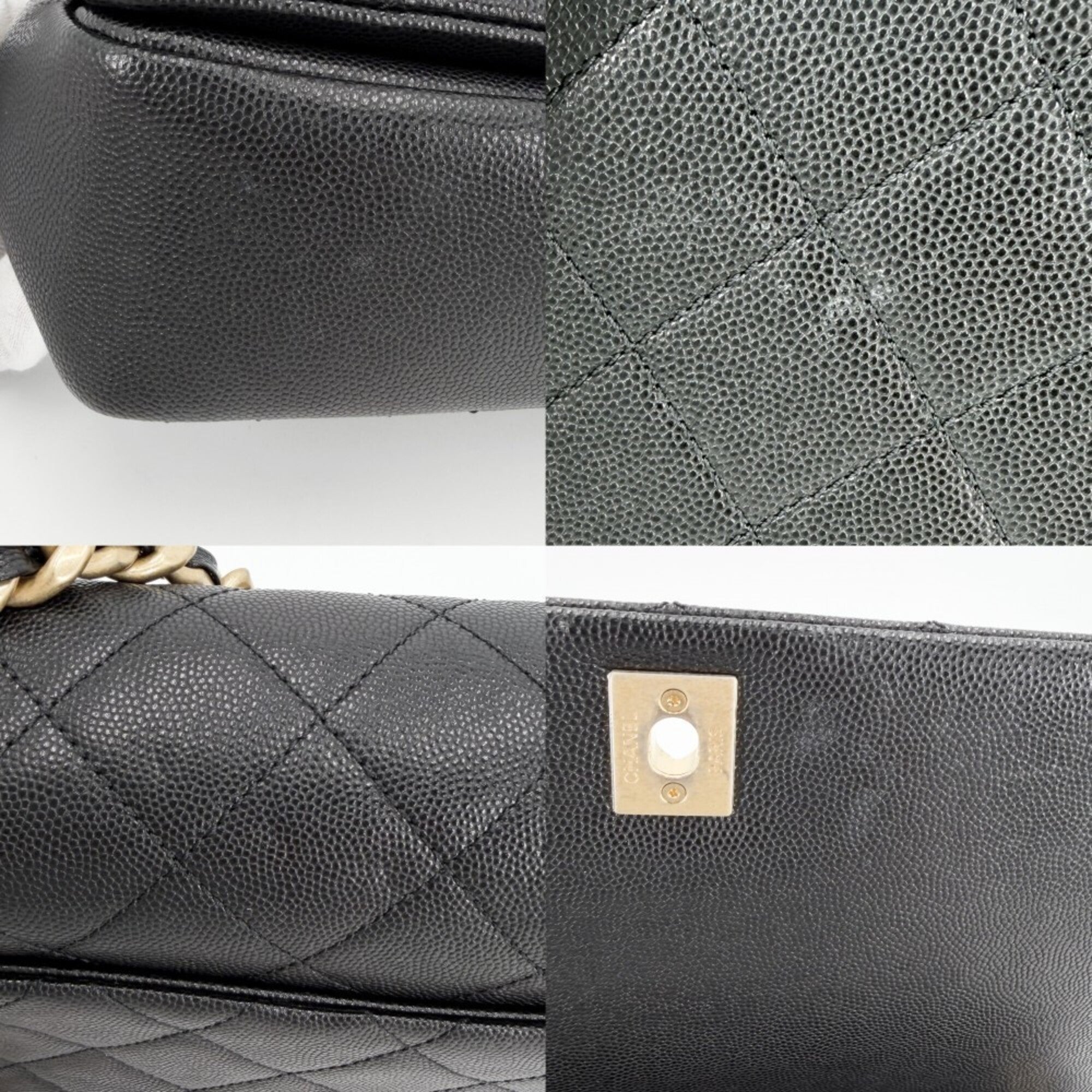 Chanel Black Grained Calfskin Handbag Shoulder Bag (Pre-Owned)
