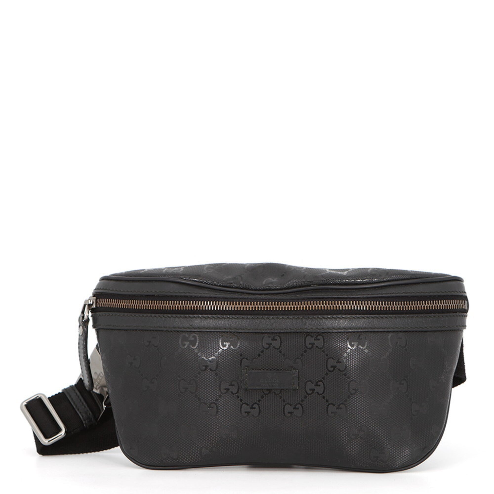 Gucci Gg Imprimé Black Gg Imprimé Leather Handbag Sling Bag (Pre-Owned)