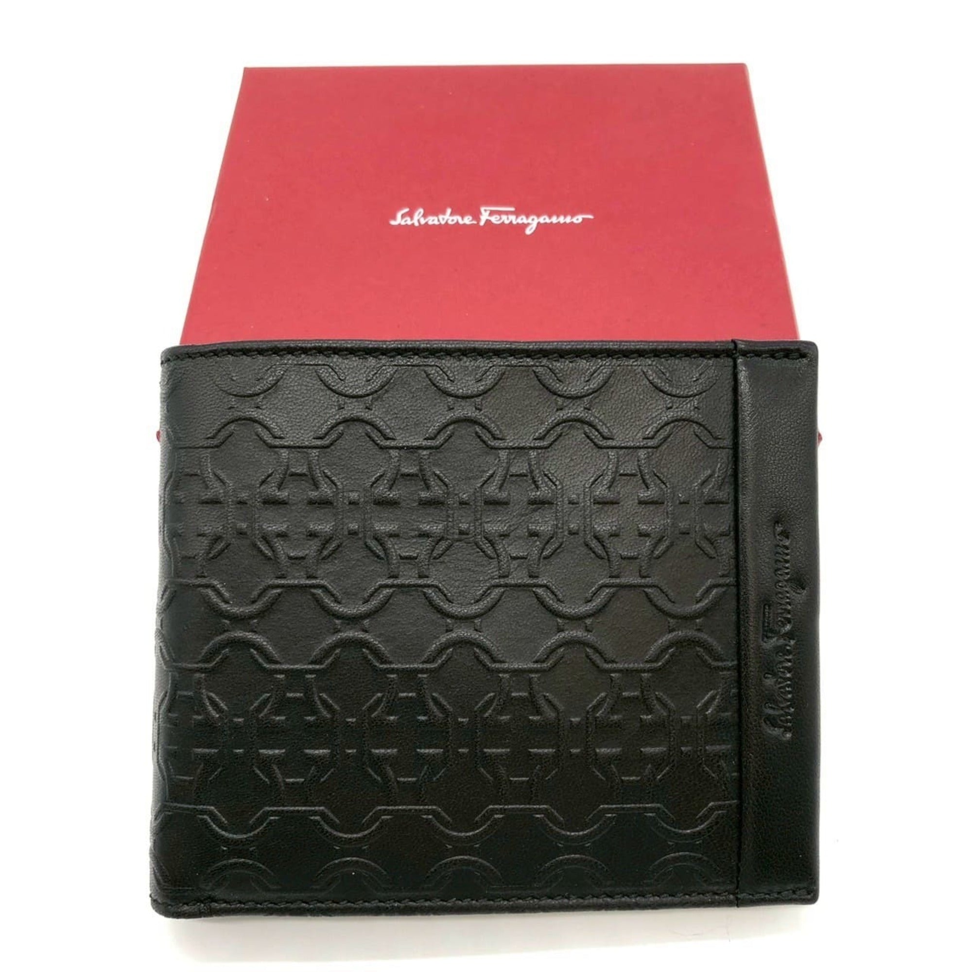 Salvatore Ferragamo Black Leather Wallet (Bi-Fold) (Pre-Owned)
