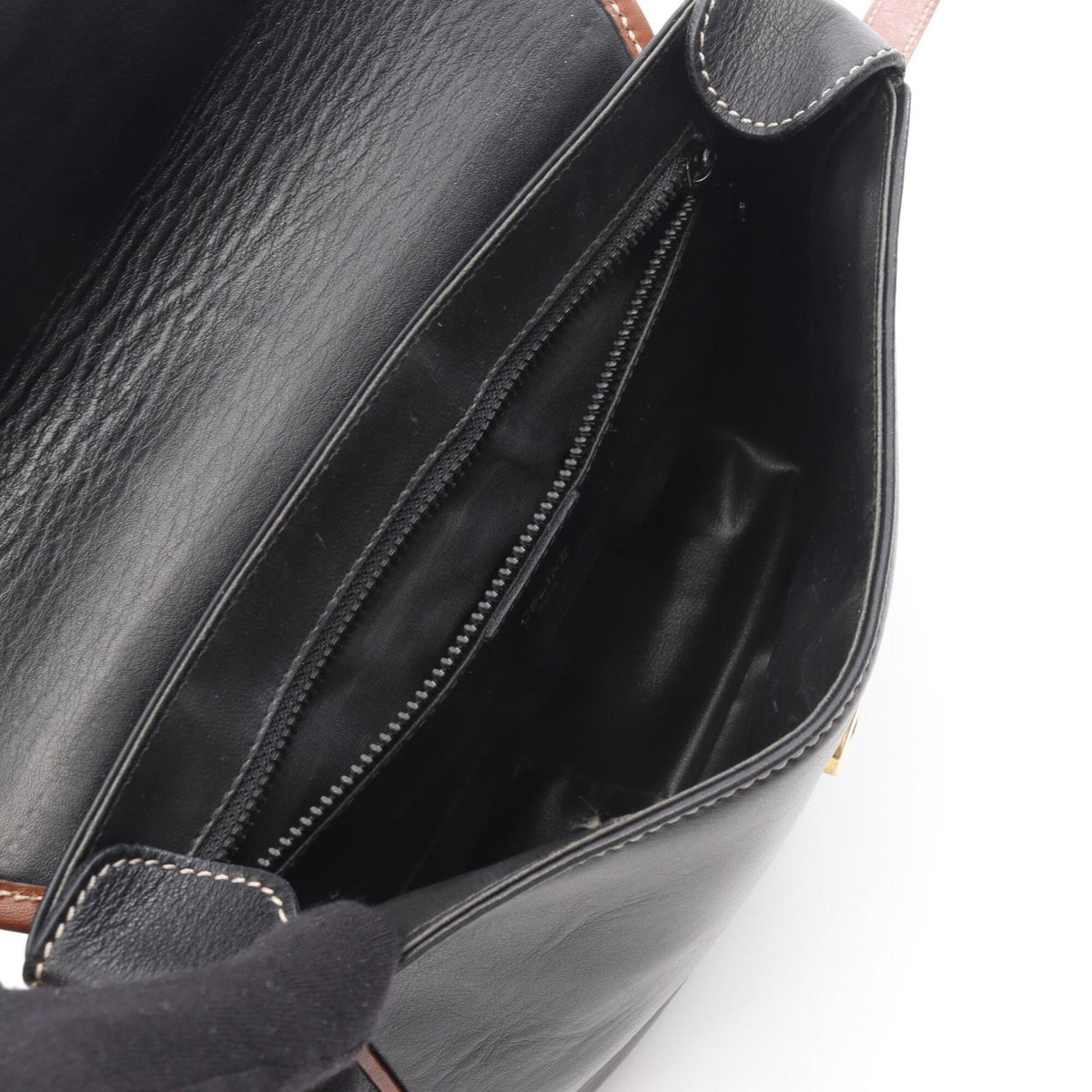 Celine Black Brown Leather Handbag Shoulder Bag (Pre-Owned)