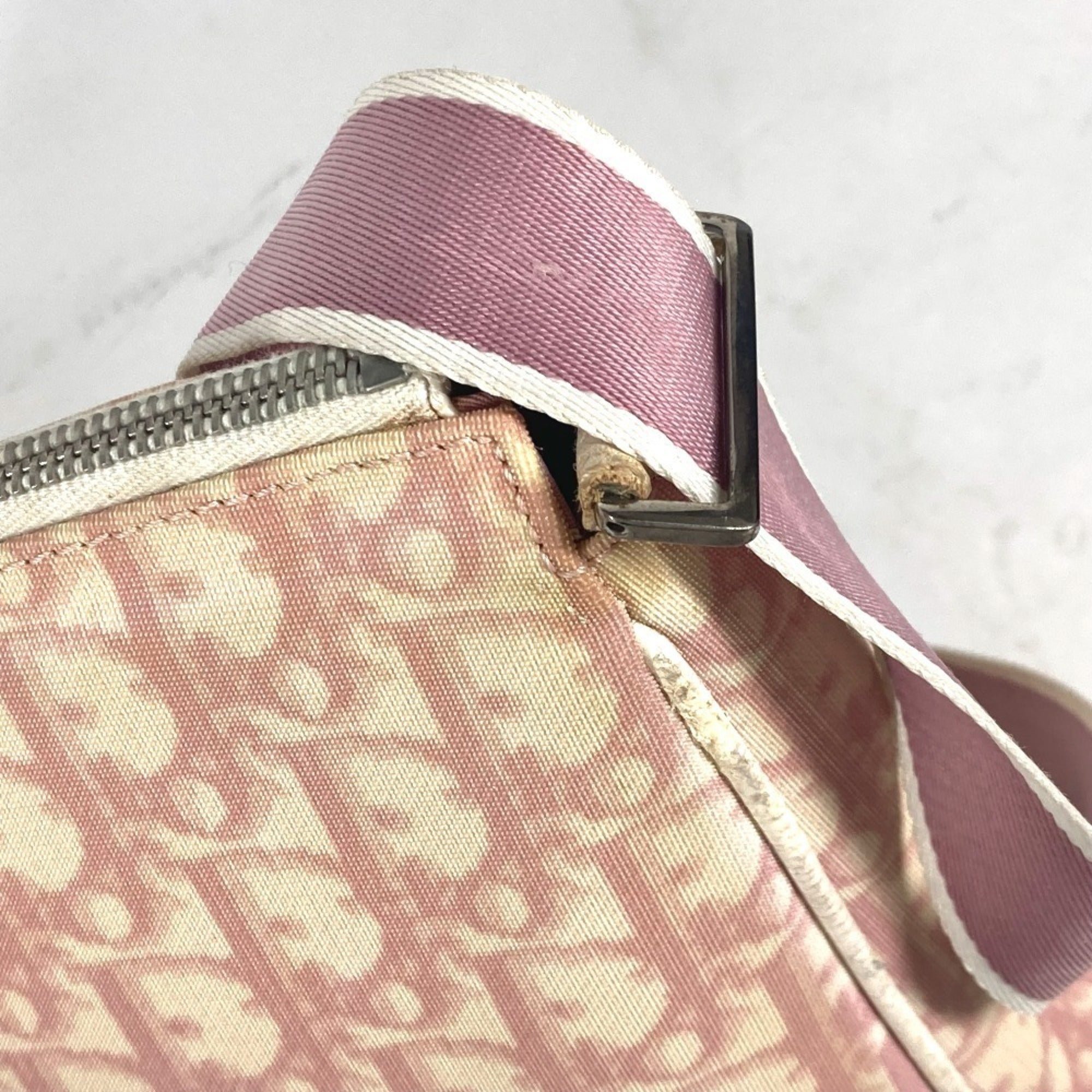 Christian Dior Trotter Pink White Pvc Leather Shoulder Bag (Pre-Owned)