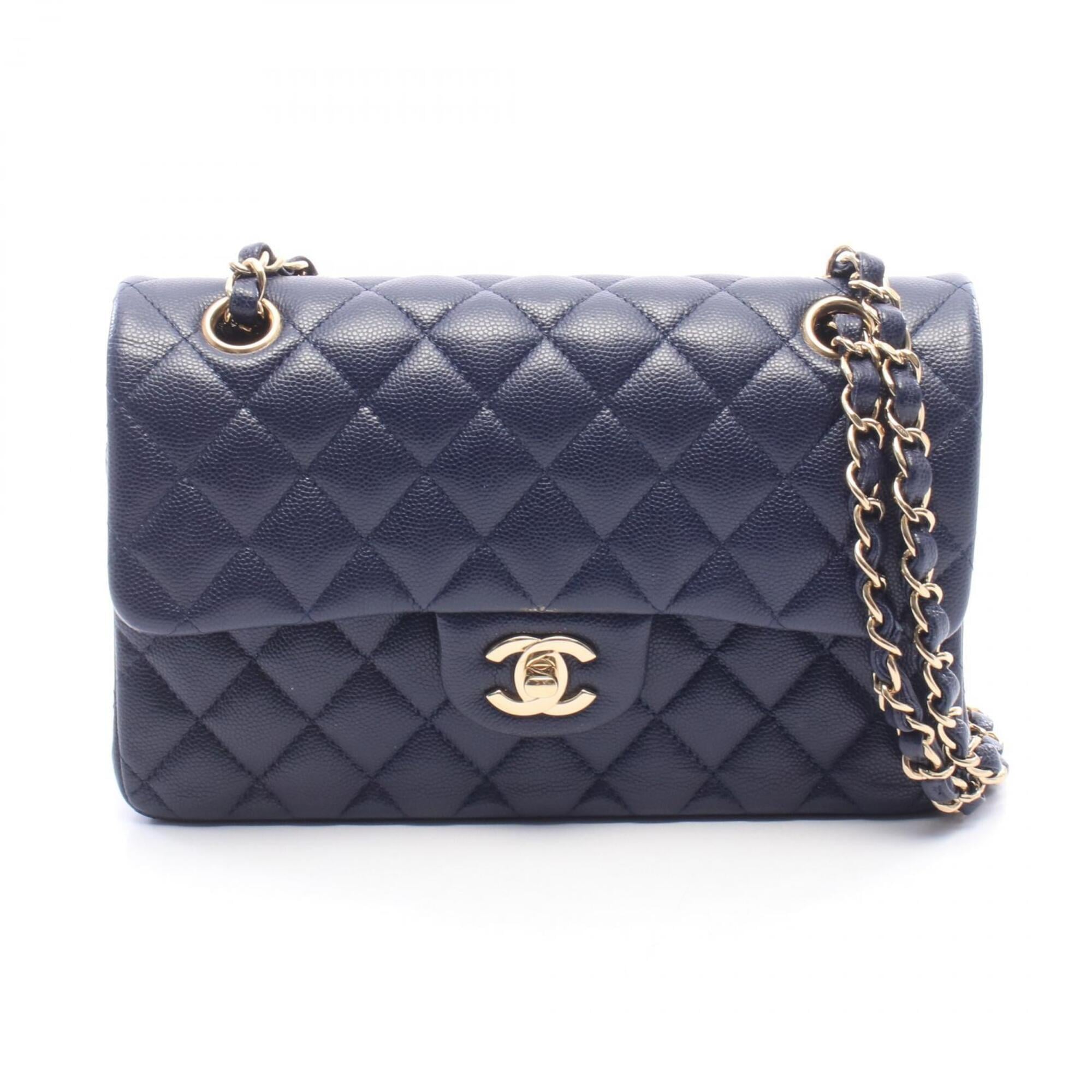 Chanel Navy Grained Calfskin Handbag Shoulder Bag (Pre-Owned)