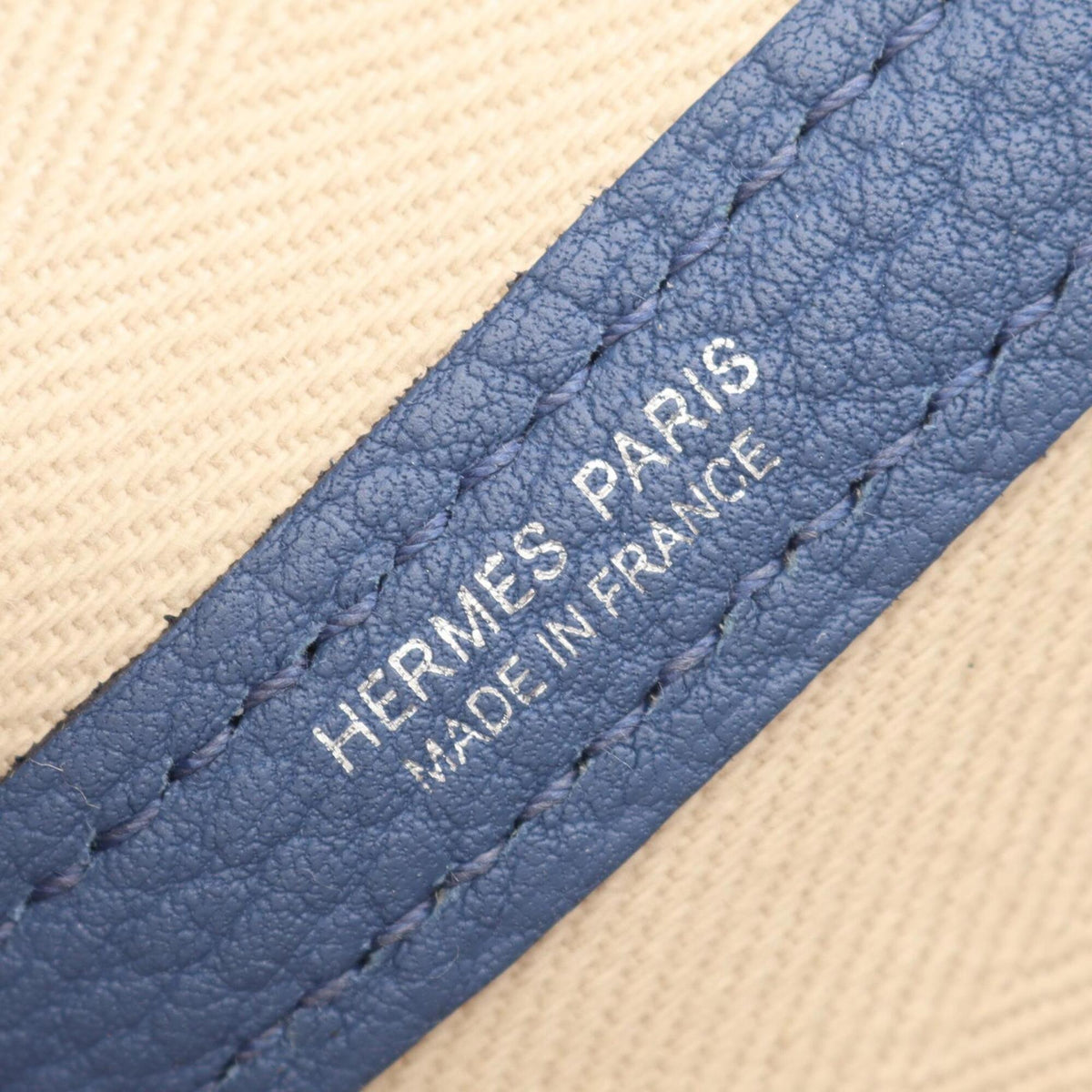 Hermes Blue Ivory Toile Chevron Handbag Tote Bag (Pre-Owned)