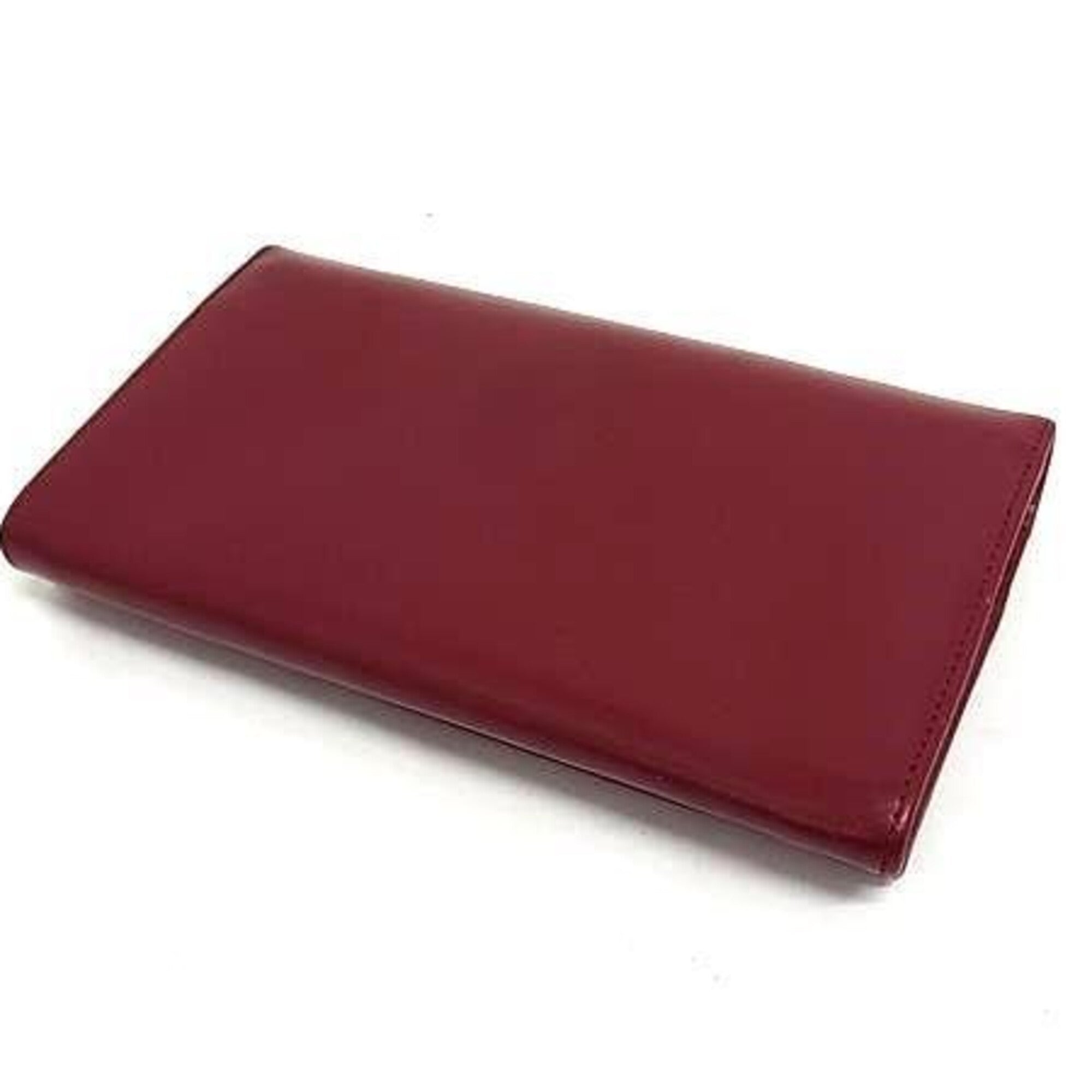 Prada Red Color Leather Long Wallet (Bi-Fold) (Pre-Owned)