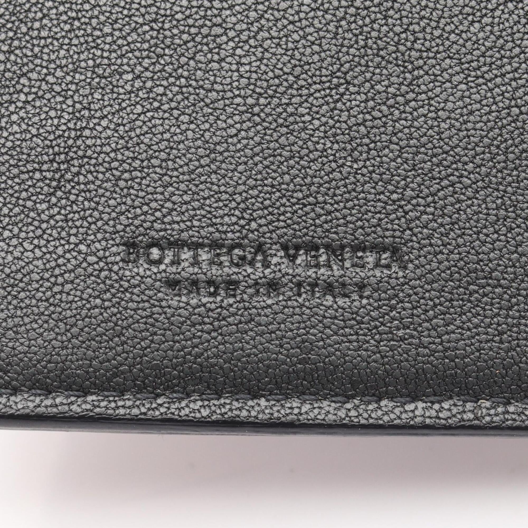 Bottega Veneta Intrecciato Beige Green Navy Leather Long Wallet (Bi-Fold) (Pre-Owned)