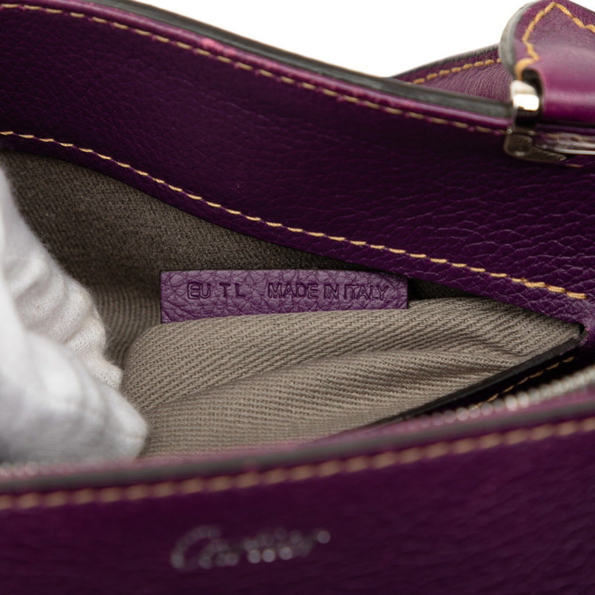 Cartier Purple Leather Handbag Shoulder Bag (Pre-Owned)
