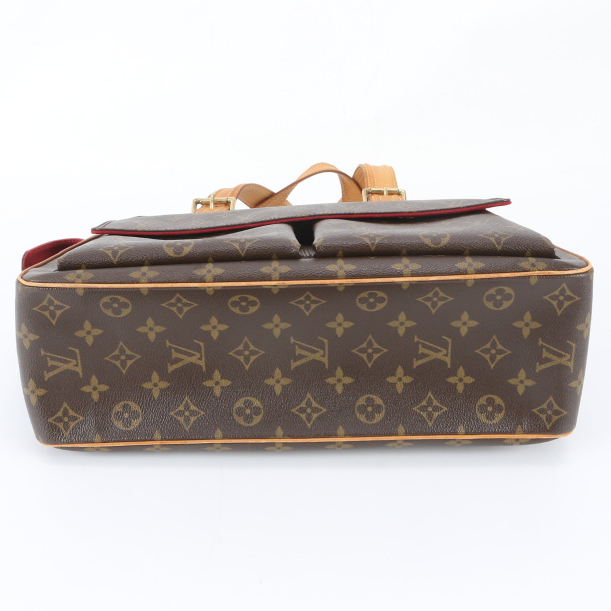 Louis Vuitton Brown Leather Coated Canvas Shoulder Bag Tote Bag (Pre-Owned)